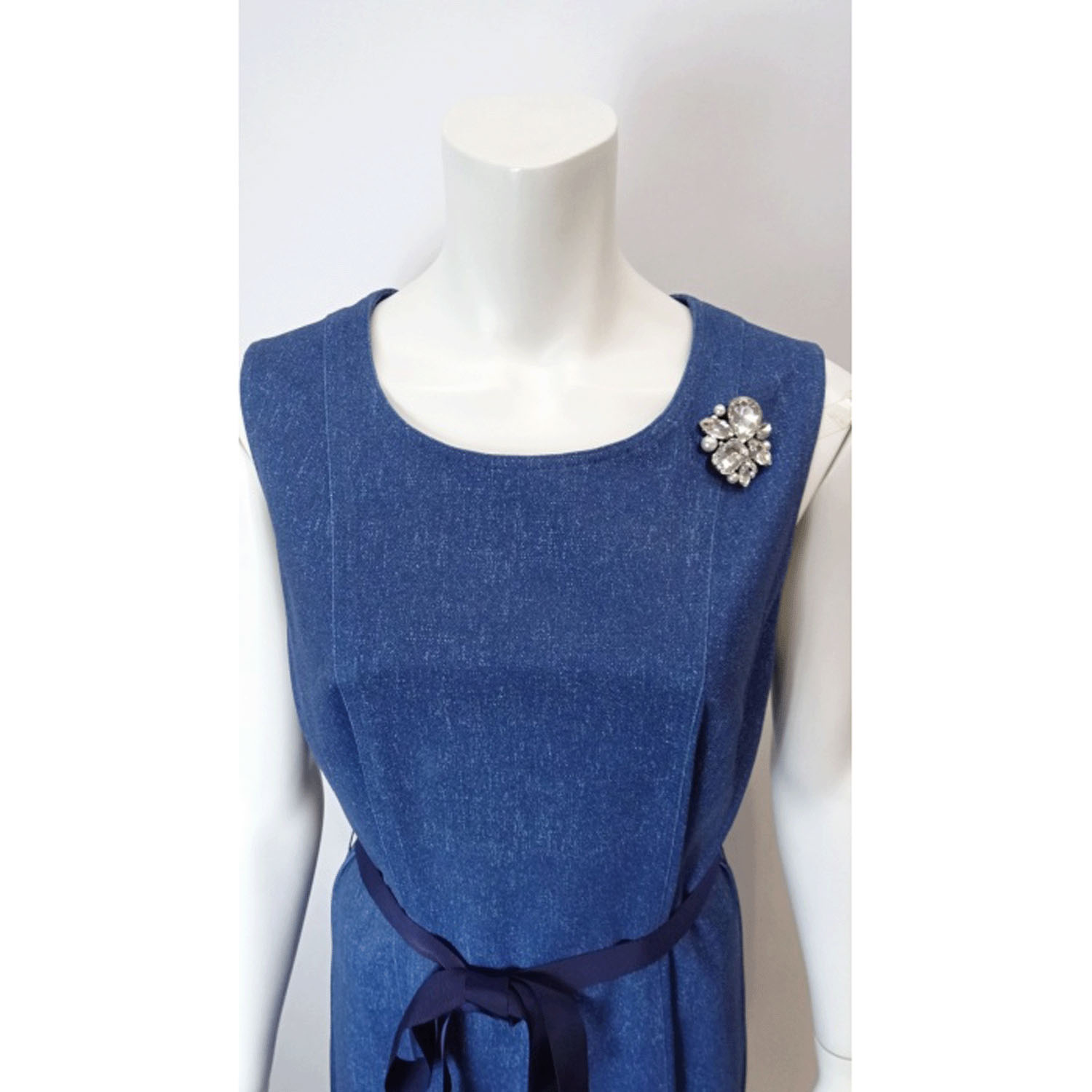 Super Beauty デニム風ノースリーブワンピース - 画像19