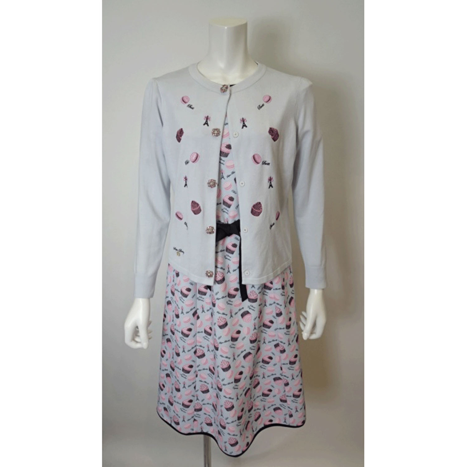 【Insta Live】Super Beauty エッフェル塔モチーフ付スイーツ柄プリント半袖ワンピース - 画像17