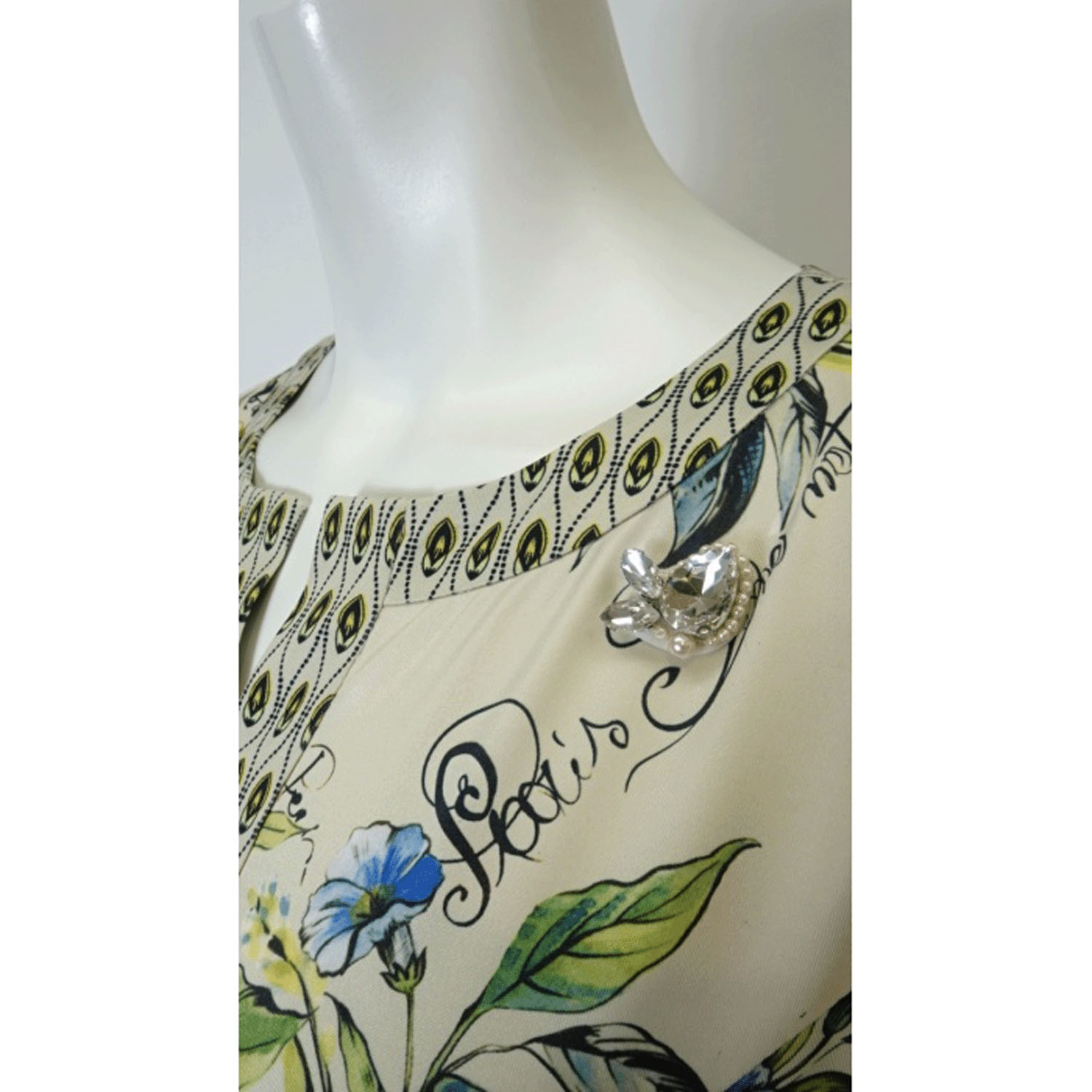 Super Beauty 胸元スリット入り多色使いジャージ素材七分袖ワンピース - 画像11