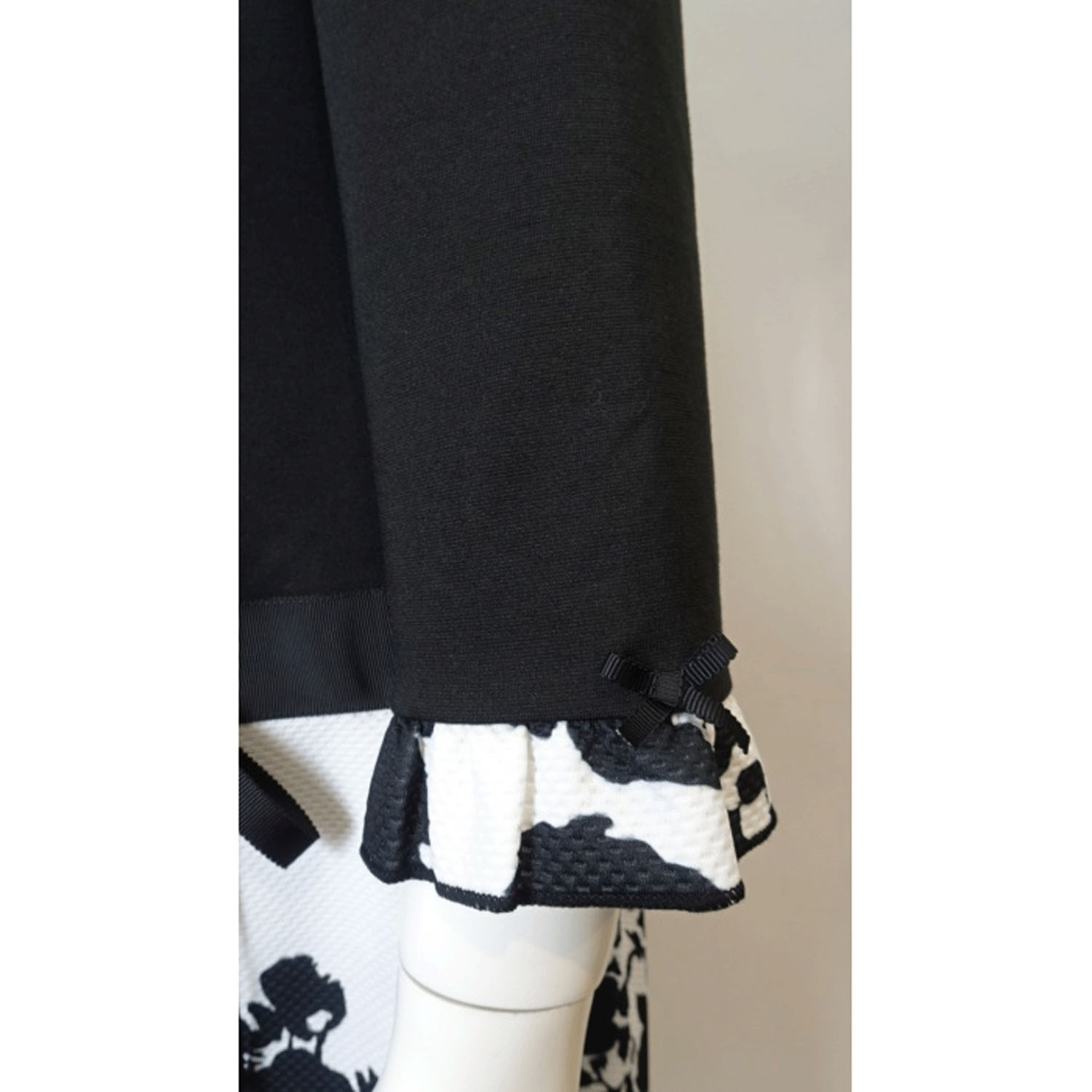 【Insta Live】Super Beauty モノトーン柄ウェスト切替ポンチ素材ワンピース - 画像13