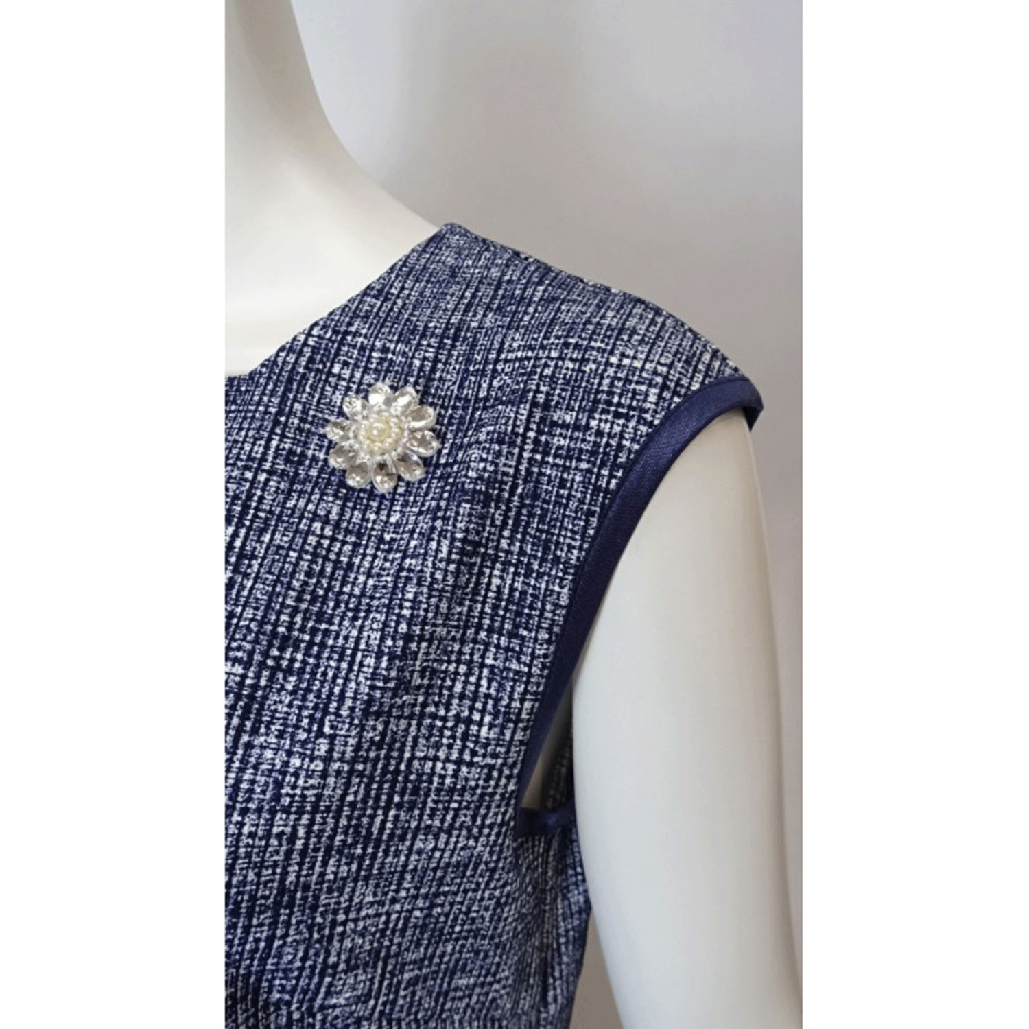 Super Beauty 転写プリント格子チェック柄スクエアネックフレンチスリーブワンピース - 画像11