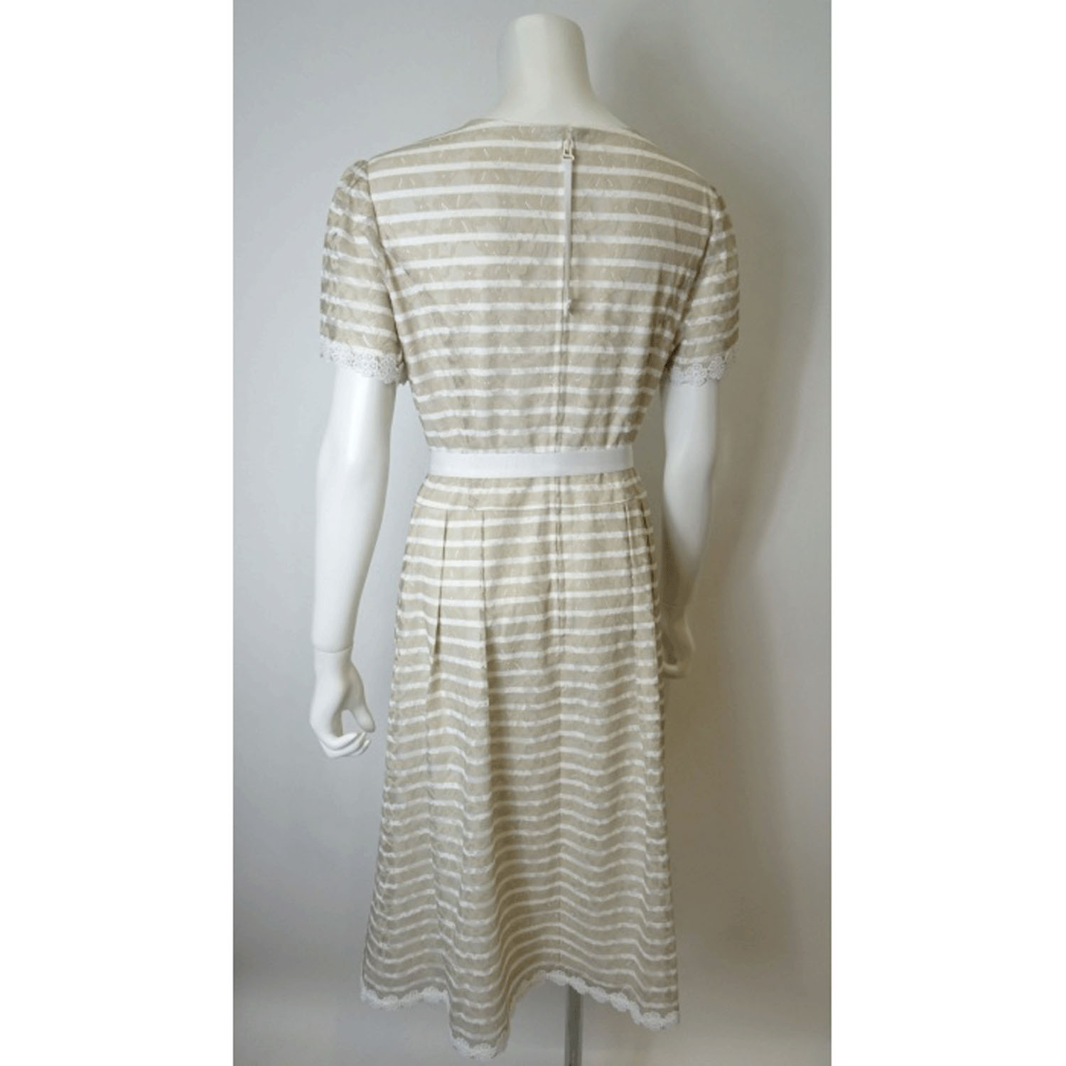 Super Beauty ボーダープリントレース素材半袖ワンピース - 画像4