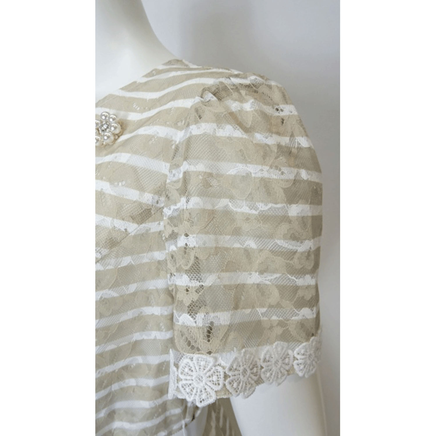 【3月下旬入荷予定】Super Beauty ボーダープリントレース素材半袖ワンピース - 画像6