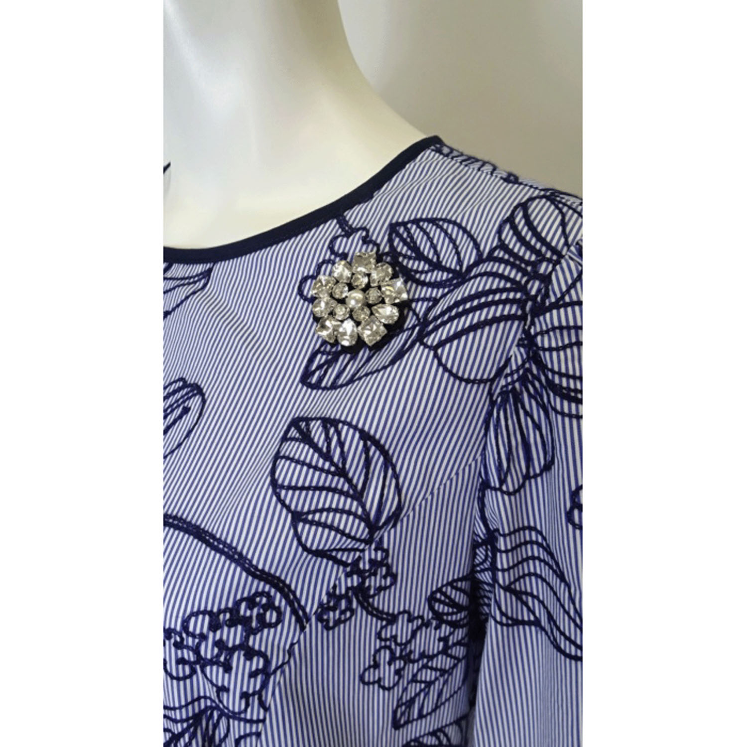 【4月中旬入荷予定】Super Beauty ストライプ柄×花フロッキープリント半袖ワンピース - 画像11