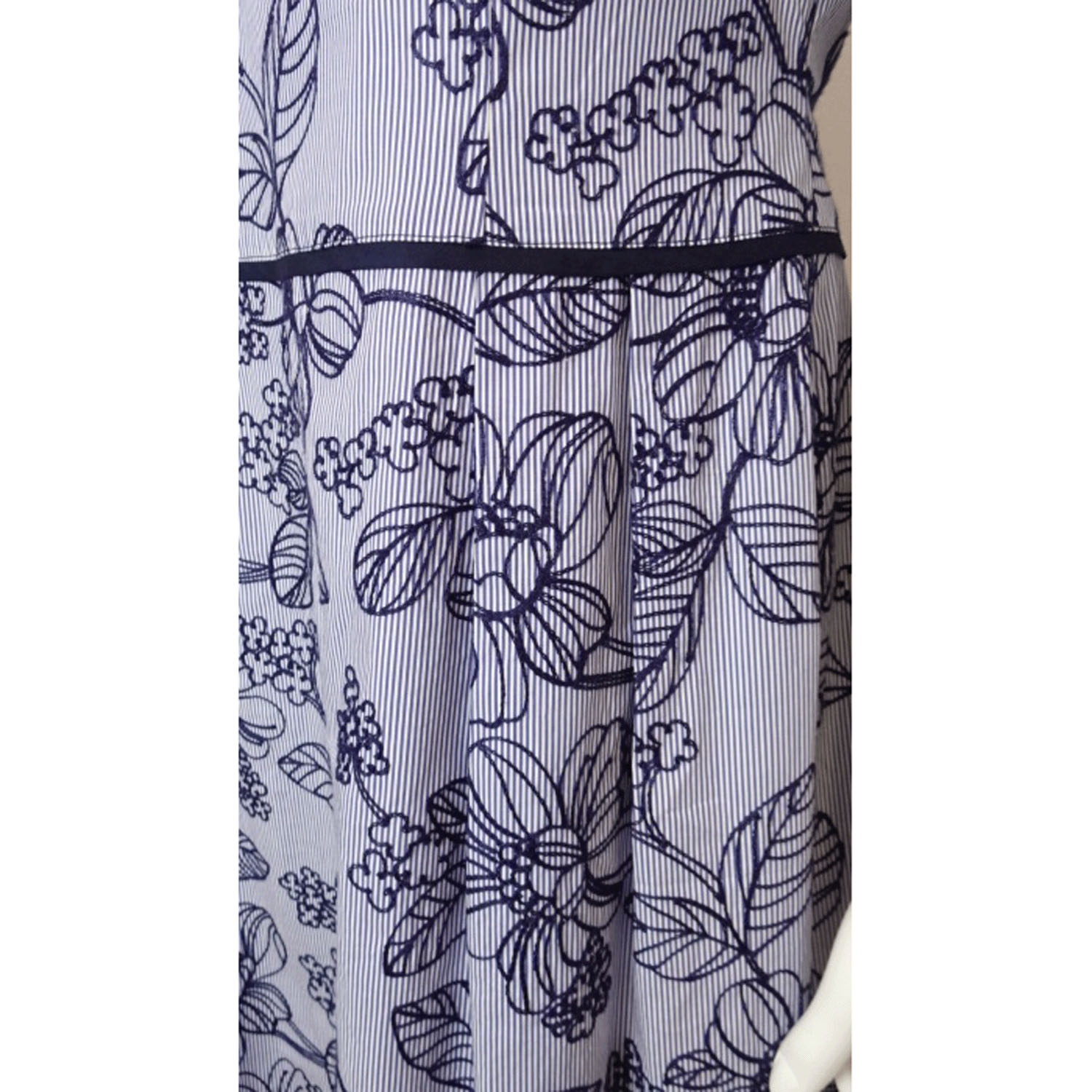 【4月中旬入荷予定】Super Beauty ストライプ柄×花フロッキープリント半袖ワンピース - 画像14