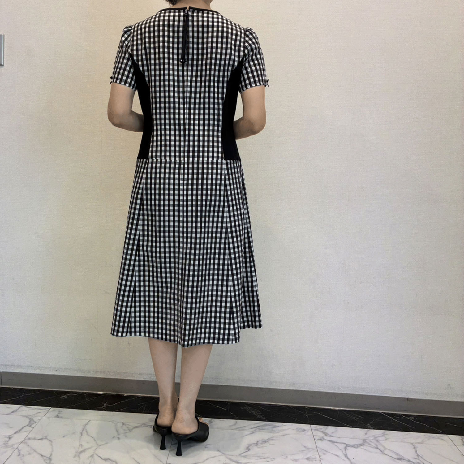【3月下旬入荷予定】Super Beauty ギンガムチェック柄切替ワンピース - 画像5