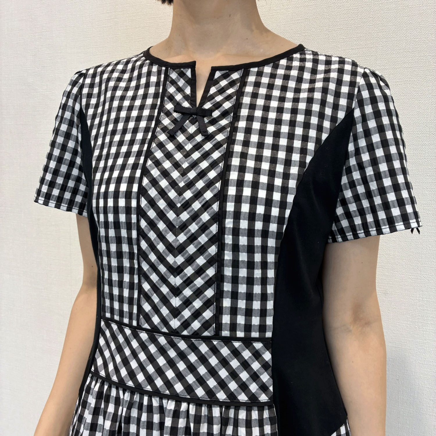 Super Beauty ギンガムチェック柄切替ワンピース - 画像6