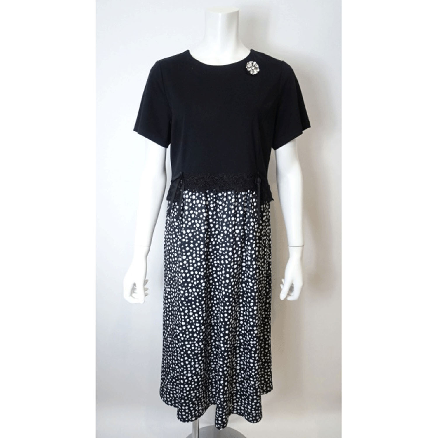 【4月初旬入荷予定】Super Beauty ウェストレース使い水玉切替ワンピース - 画像7