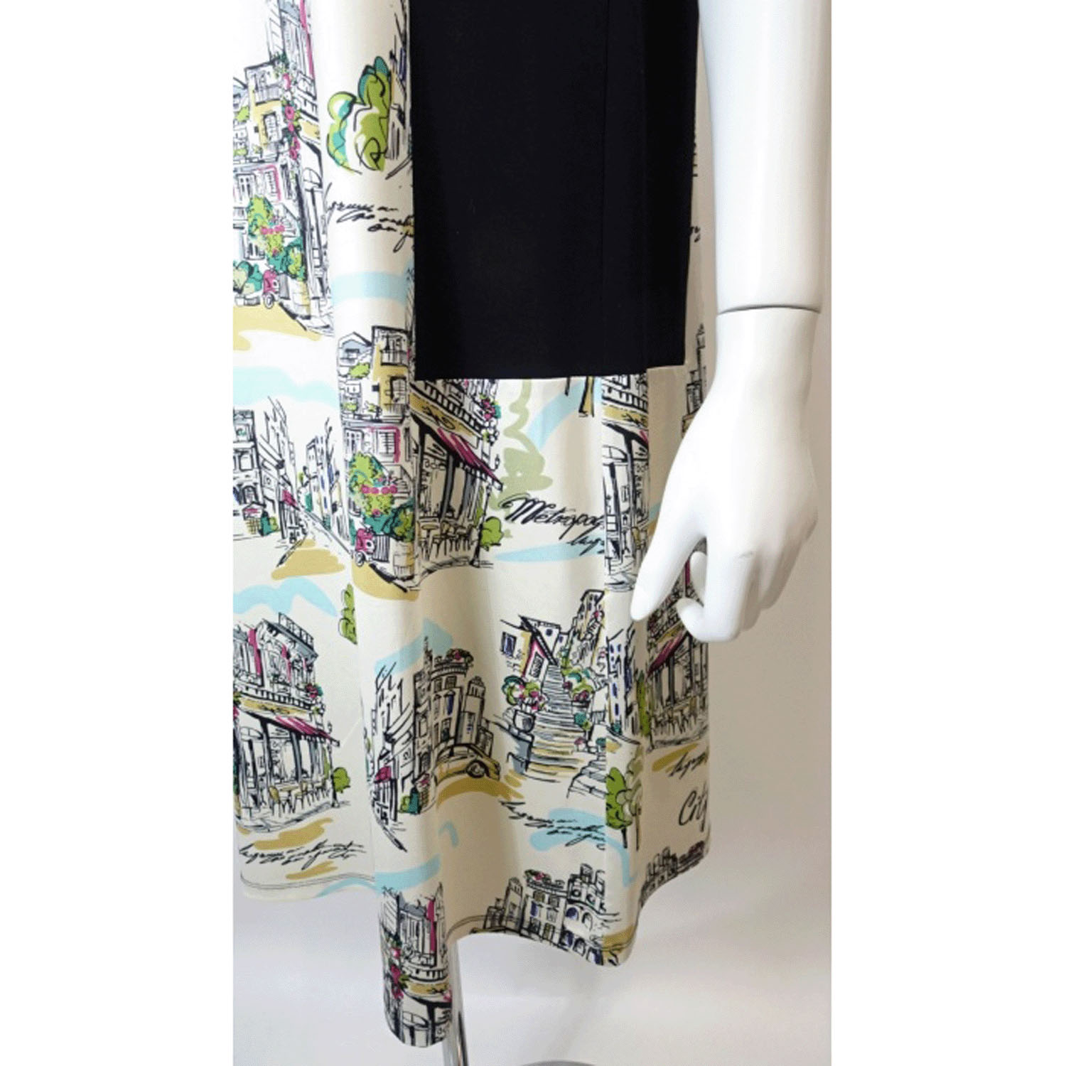 【4月下旬入荷予定】Super Beauty 街並み風景プリントVネック半袖ワンピース - 画像19