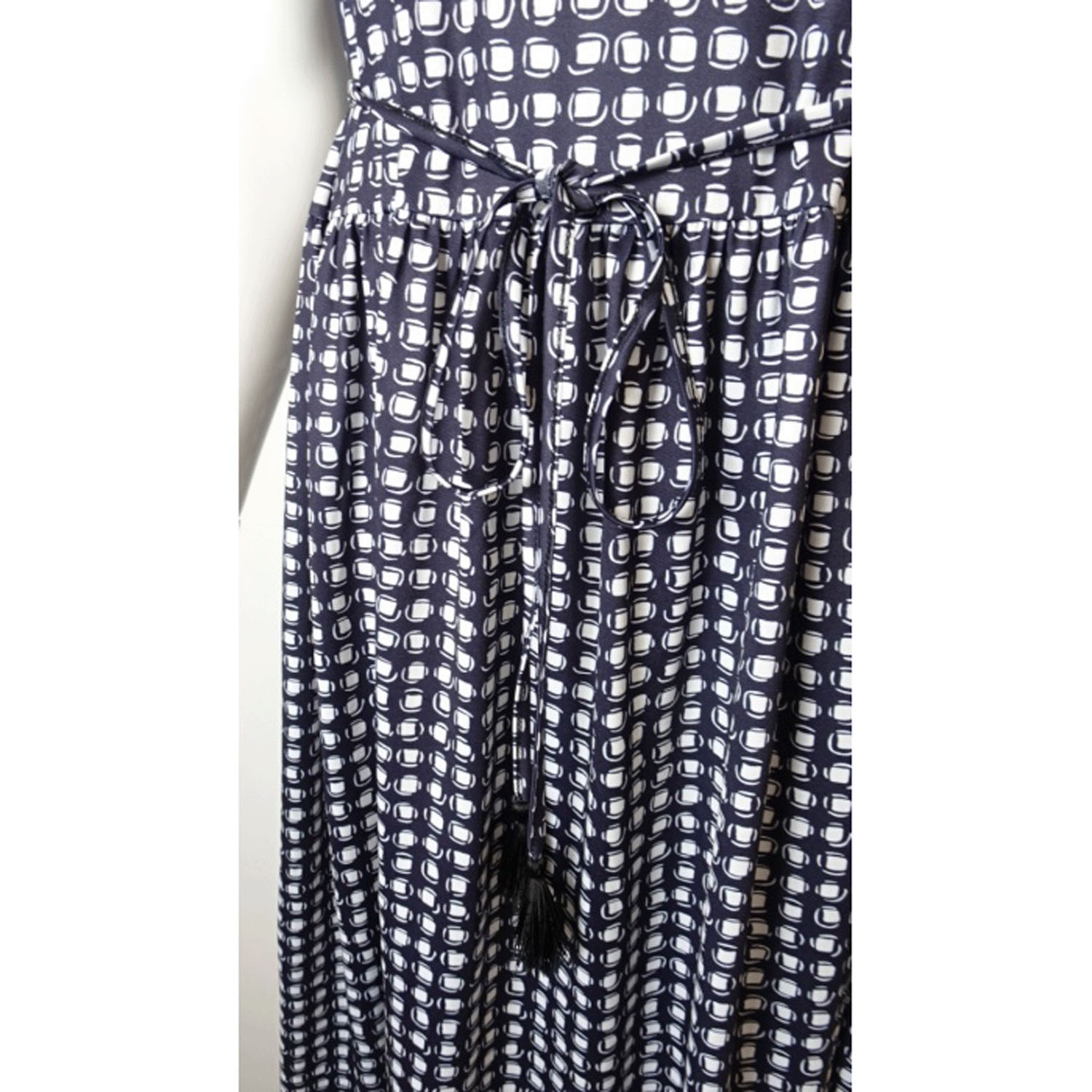 Super Beauty 衿ギャザーデザインドット系プリント半袖ワンピース - 画像11