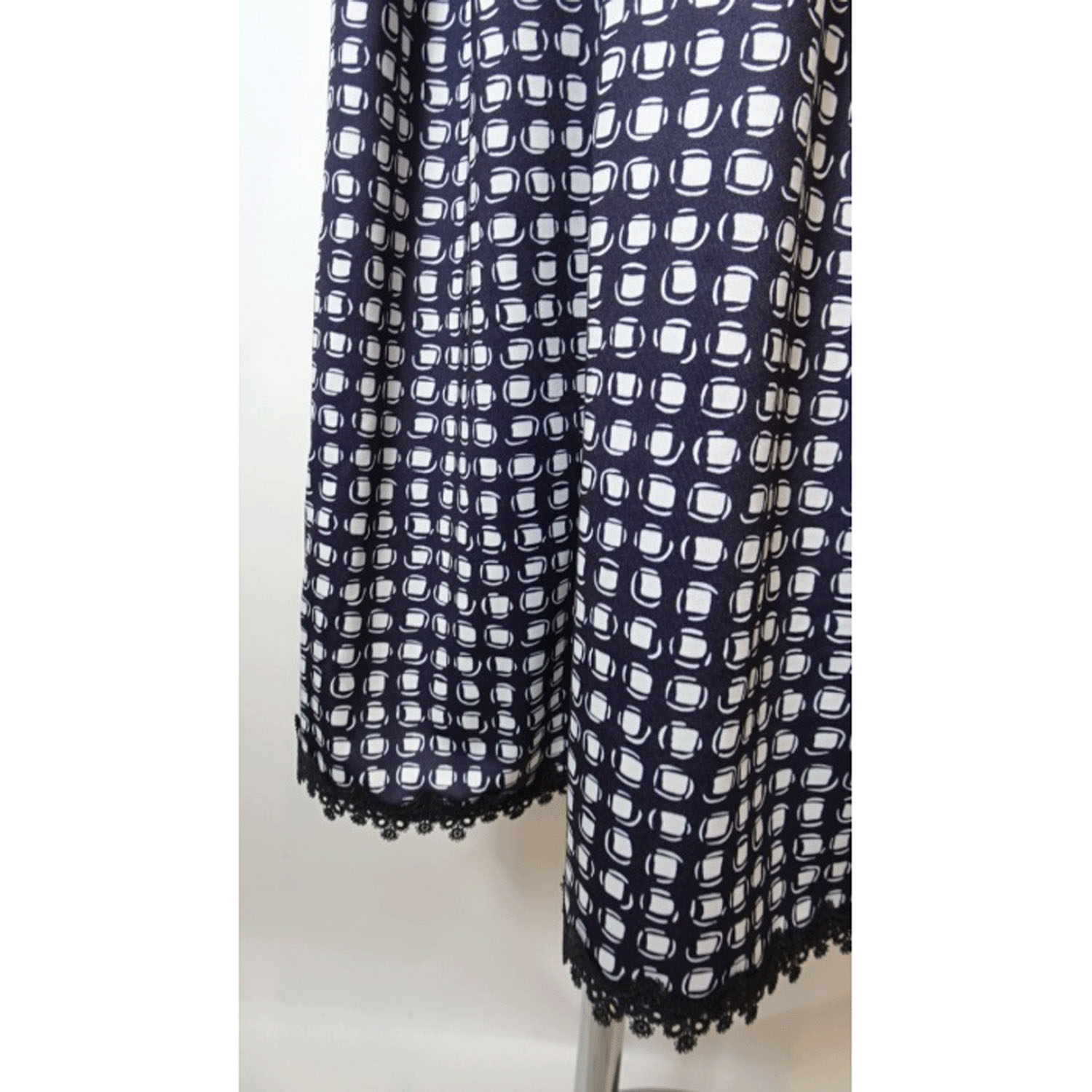 Super Beauty 衿ギャザーデザインドット系プリント半袖ワンピース - 画像12