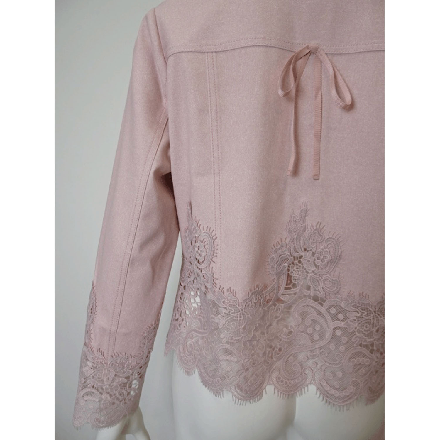 【2月下旬入荷予定】Super Beauty 裾レース切替転写素材ノーカラージャケット - 画像22