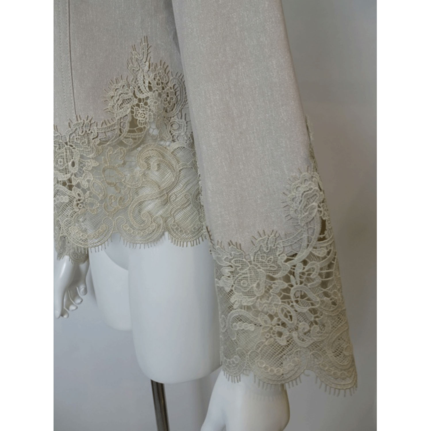 Super Beauty 裾レース切替転写素材ノーカラージャケット - 画像7