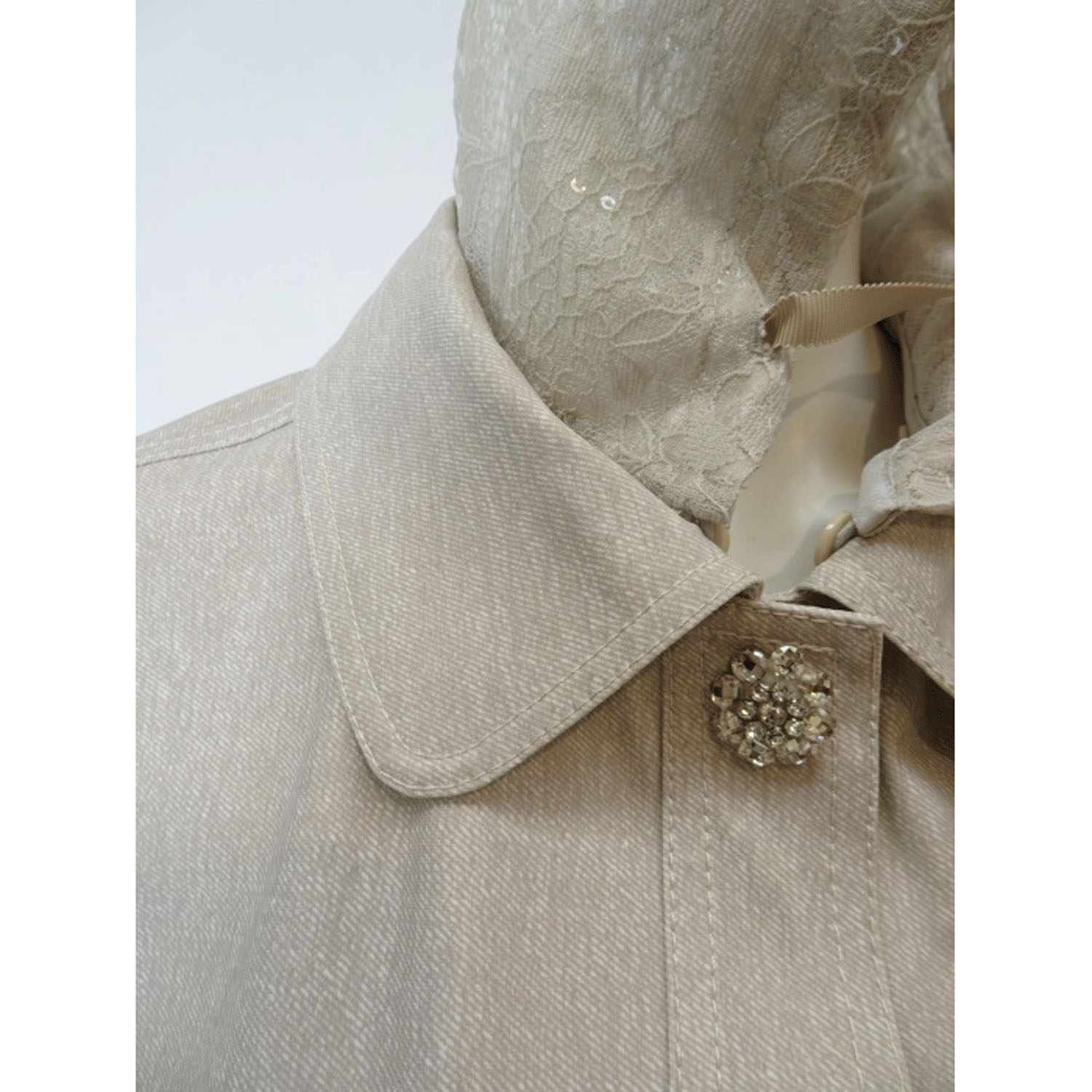 【2月下旬入荷予定】Super Beauty 裾レース切替転写素材フード着脱式ベスト - 画像14