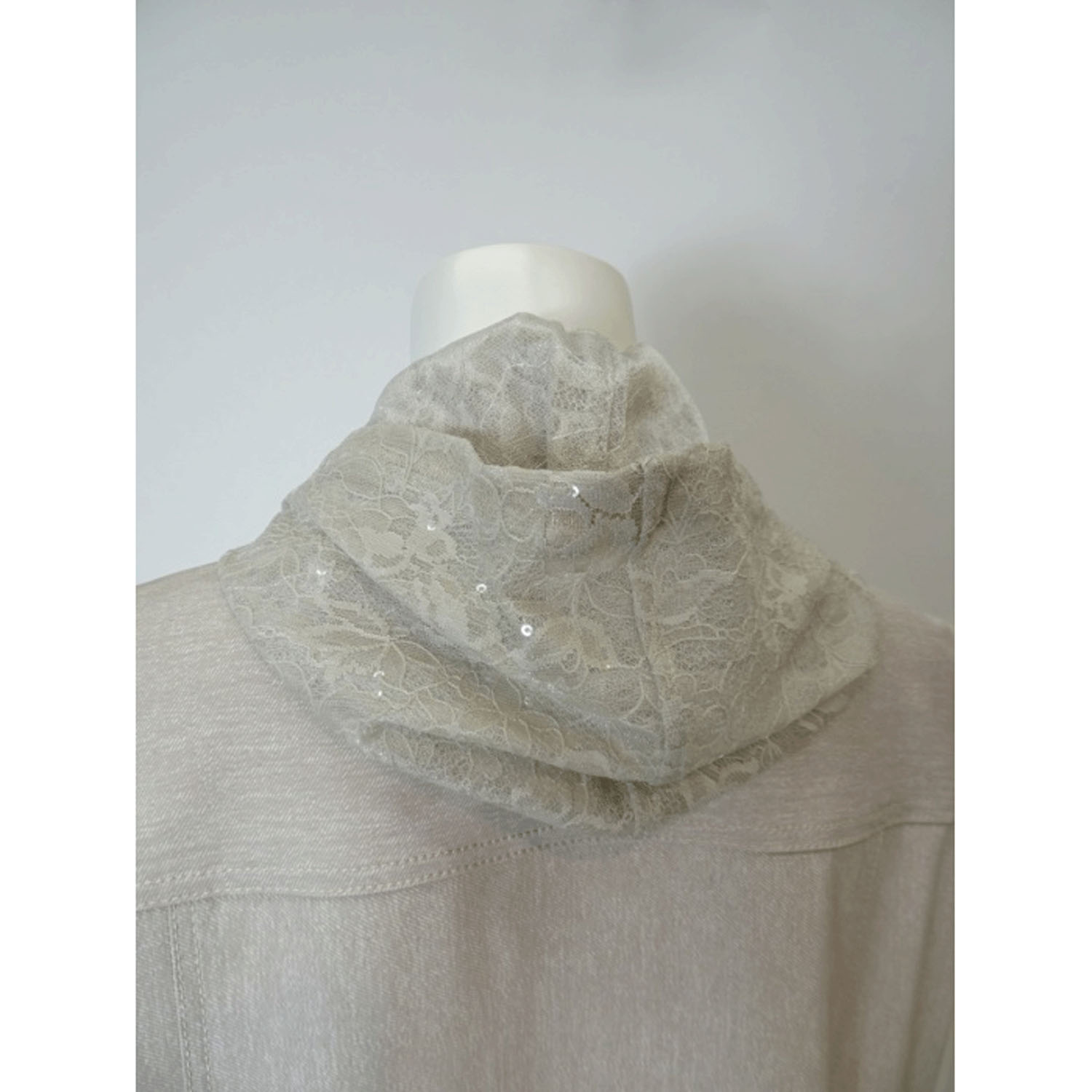 【2月下旬入荷予定】Super Beauty 裾レース切替転写素材フード着脱式ベスト - 画像17