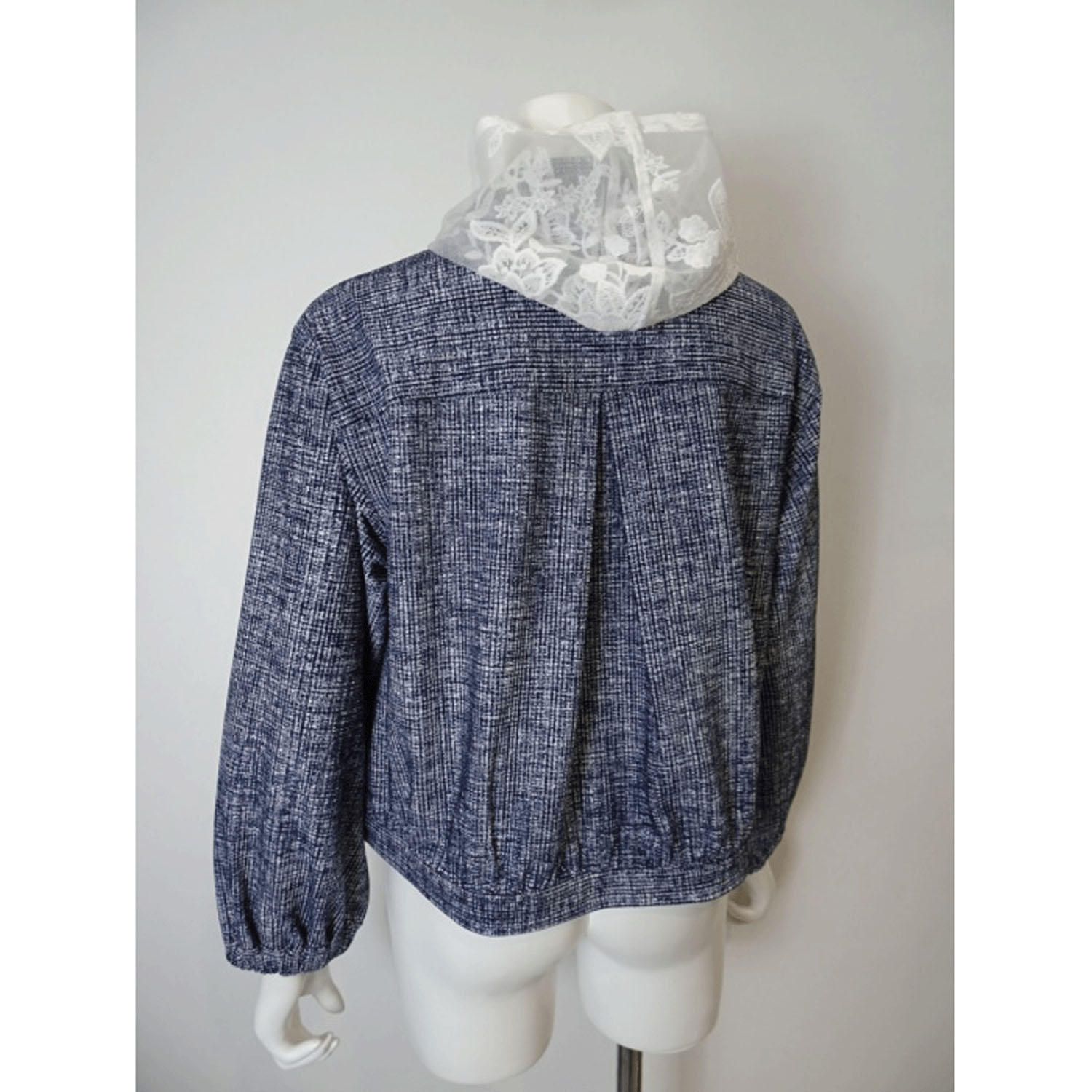 Super Beauty ジュエルボタン格子チェック柄プリント フード着脱式ジャケット - 画像14