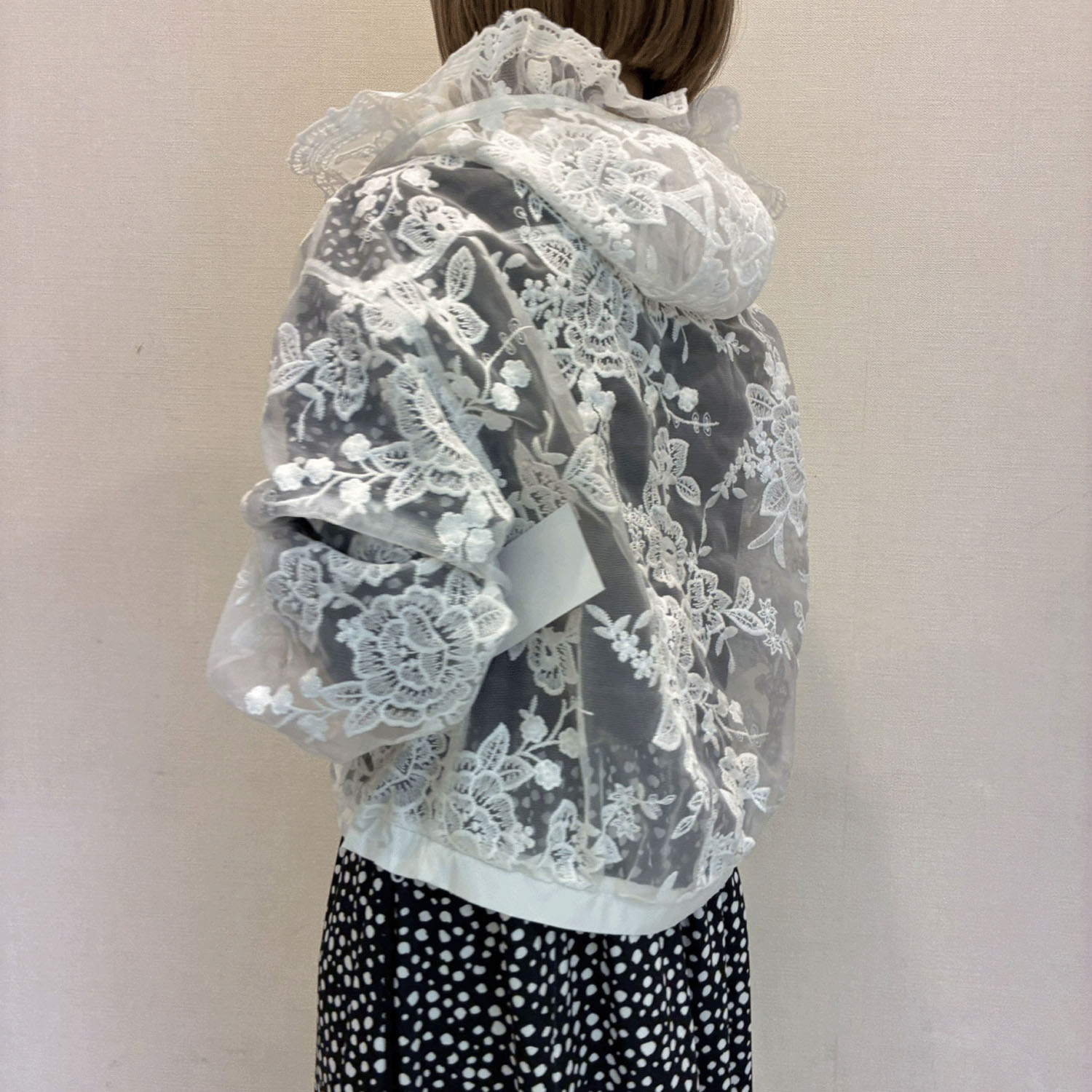 Super Beauty レース花モチーフ×刺しゅう入りジップアップジャケット - 画像6