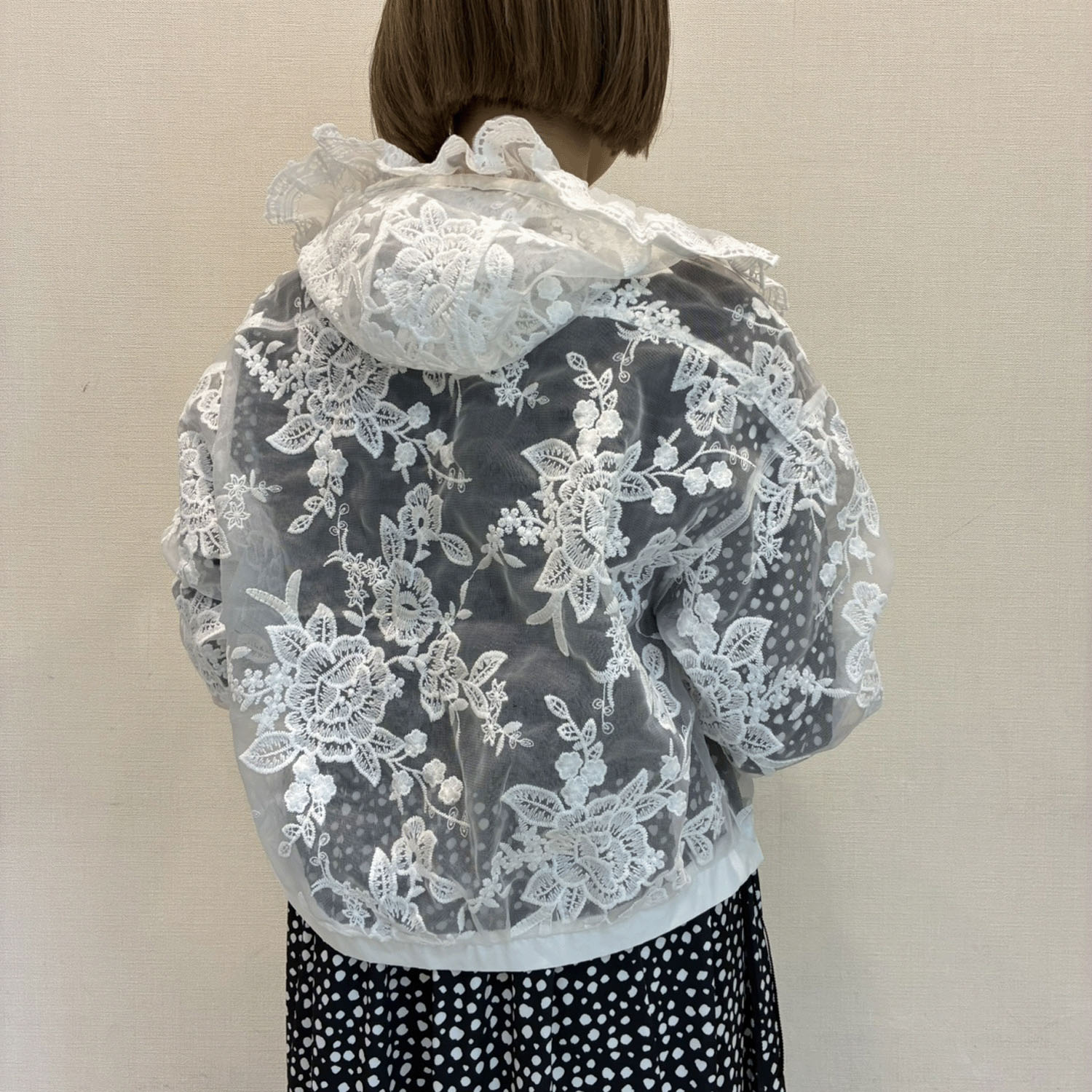 Super Beauty レース花モチーフ×刺しゅう入りジップアップジャケット - 画像7