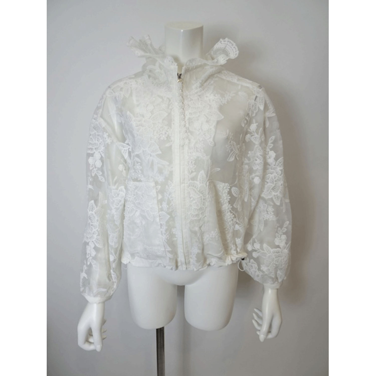 Super Beauty レース花モチーフ×刺しゅう入りジップアップジャケット - 画像8