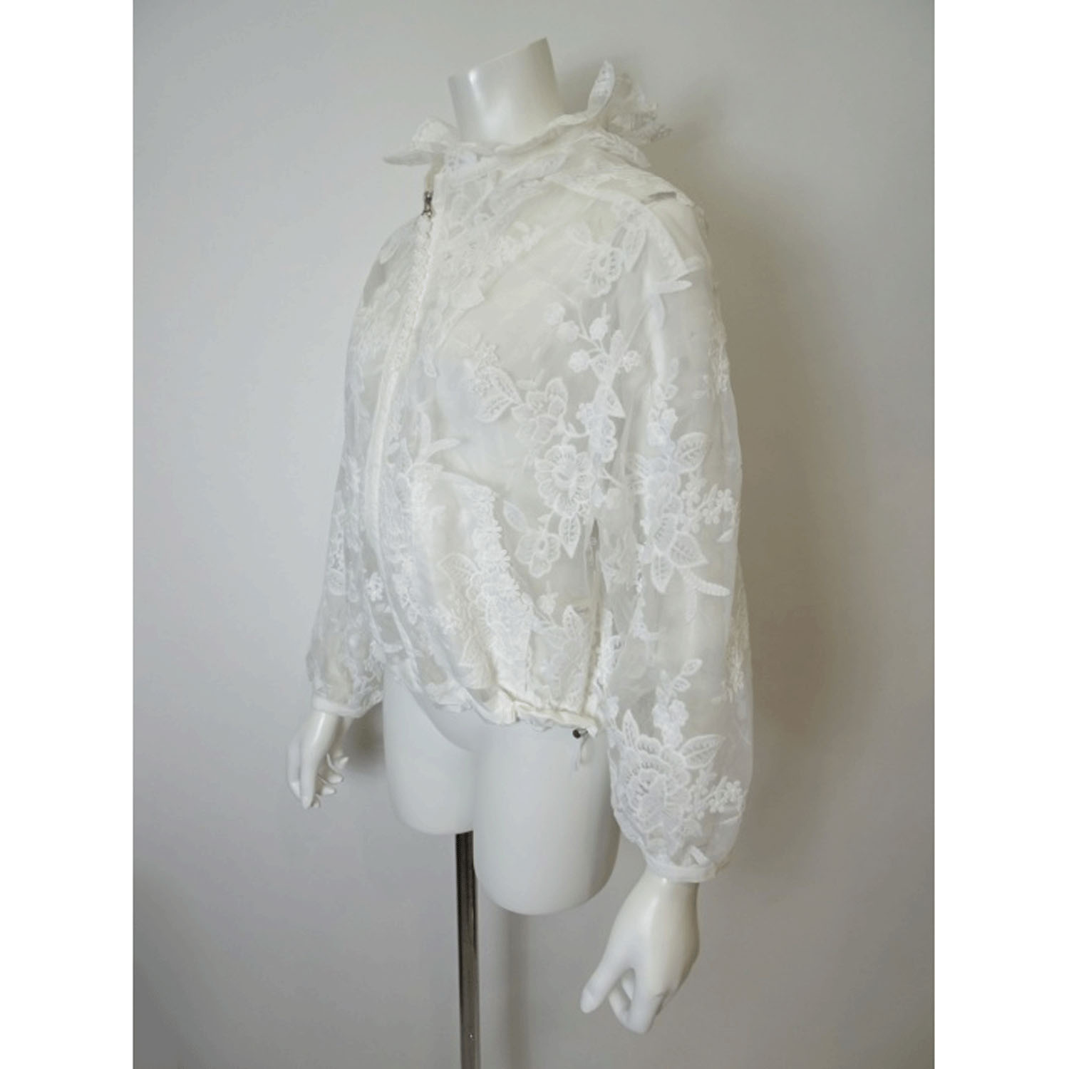 Super Beauty レース花モチーフ×刺しゅう入りジップアップジャケット - 画像9