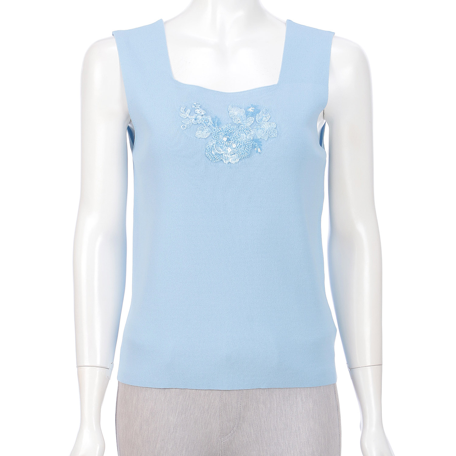 Super Beauty 胸元スパンコール刺繍ノースリーブニット - 画像9