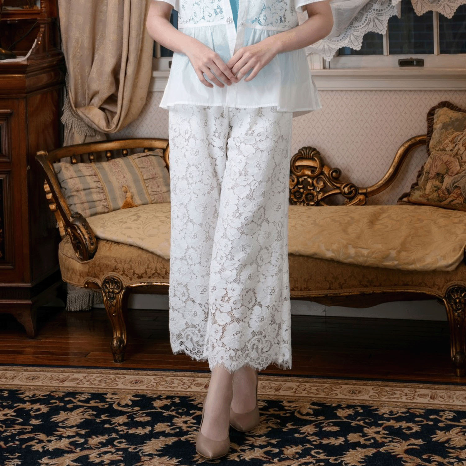 Super Beauty レース素材パンツ - 画像2