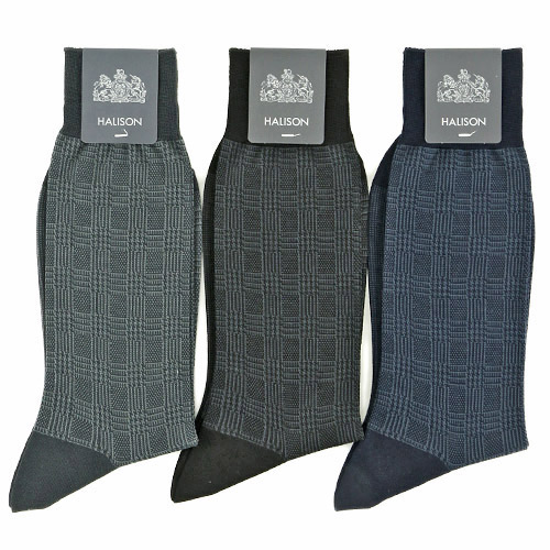 HALISON ビジネスソックス グレンチェック
