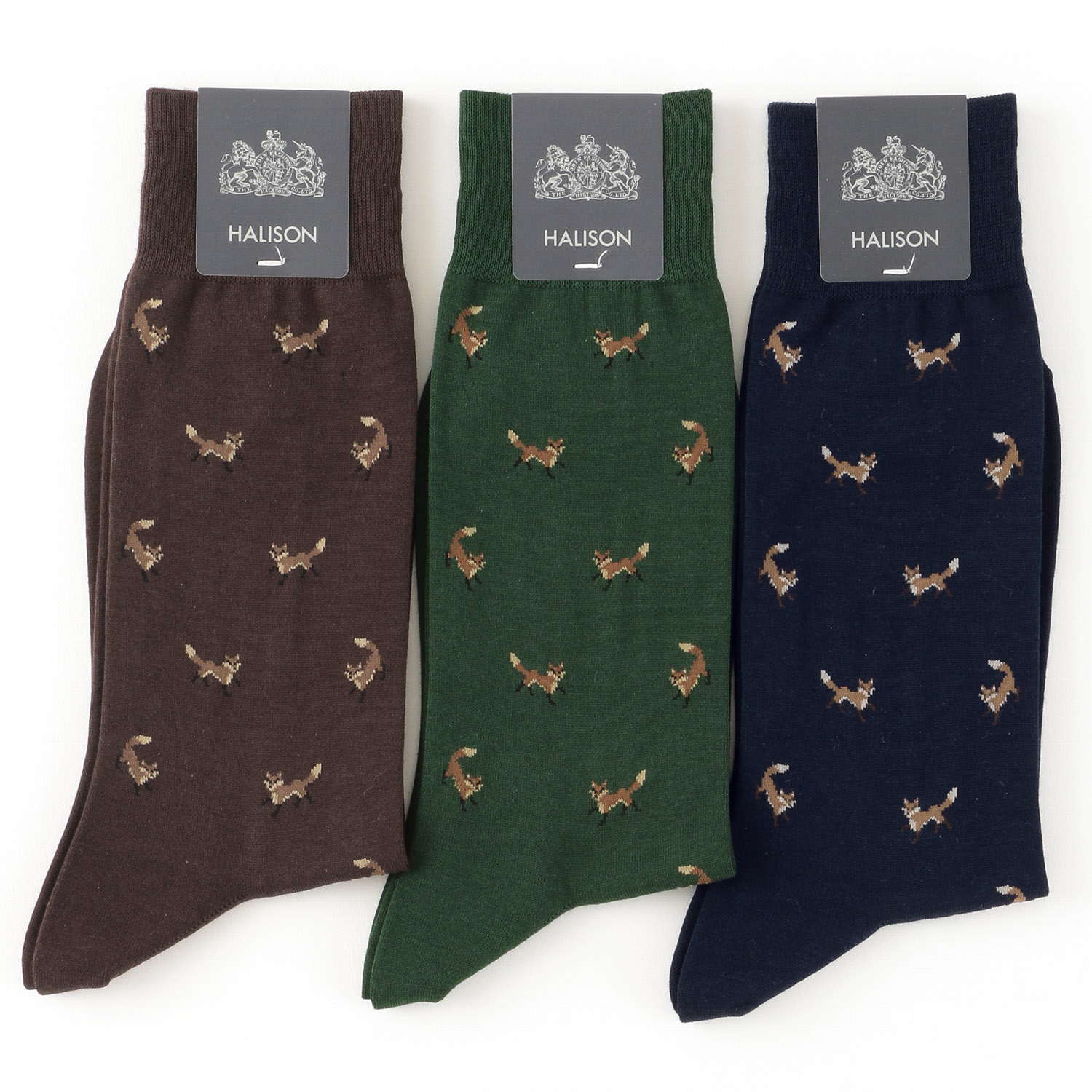 HALISON スーピマ キツネ柄 ソックス