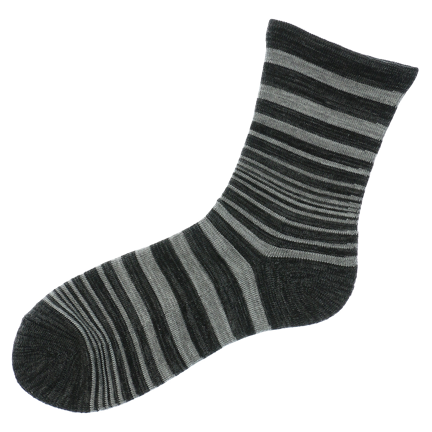 福助 メンズ ふくらし クルー丈 ボーダーくちゴムなし - 画像2