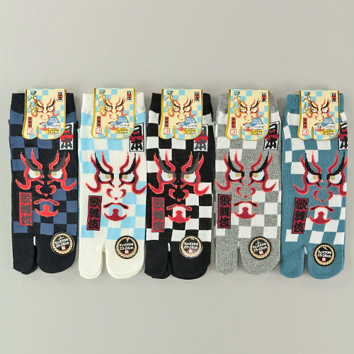 和柄足袋 隈取格子柄 - 画像1