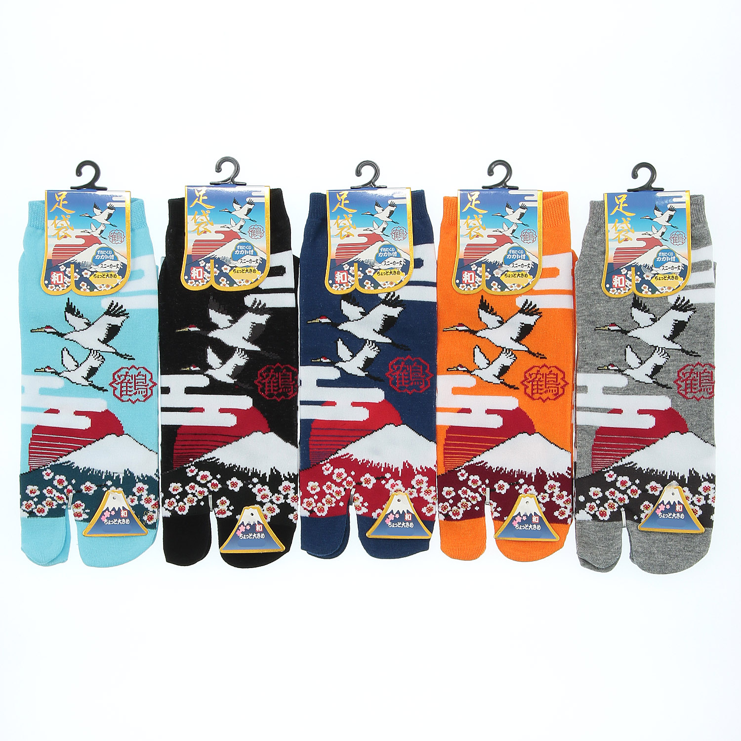 和柄足袋ソックス 富士と鶴 - 画像1