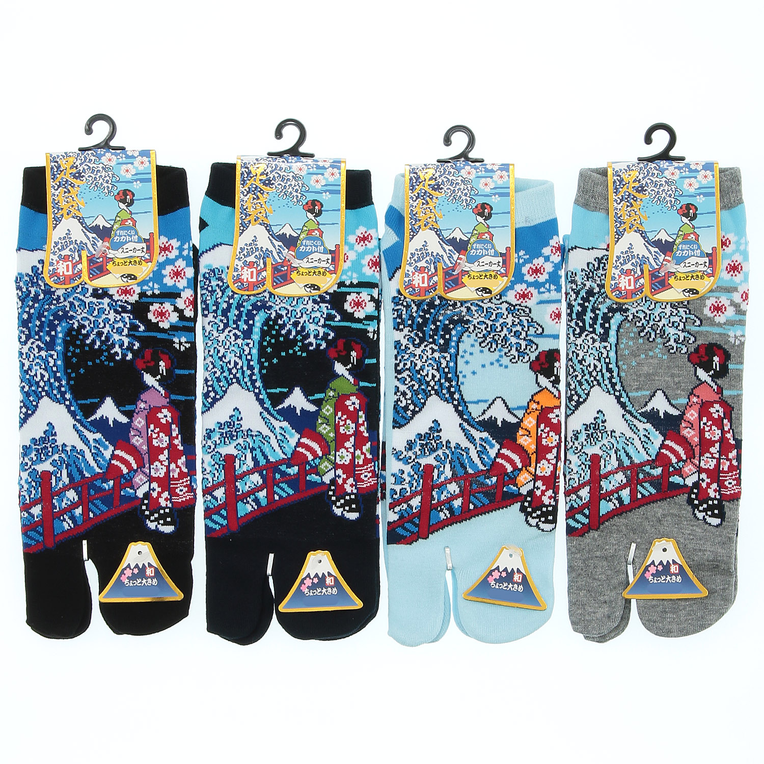 和柄足袋ソックス 波と舞子 - 画像1