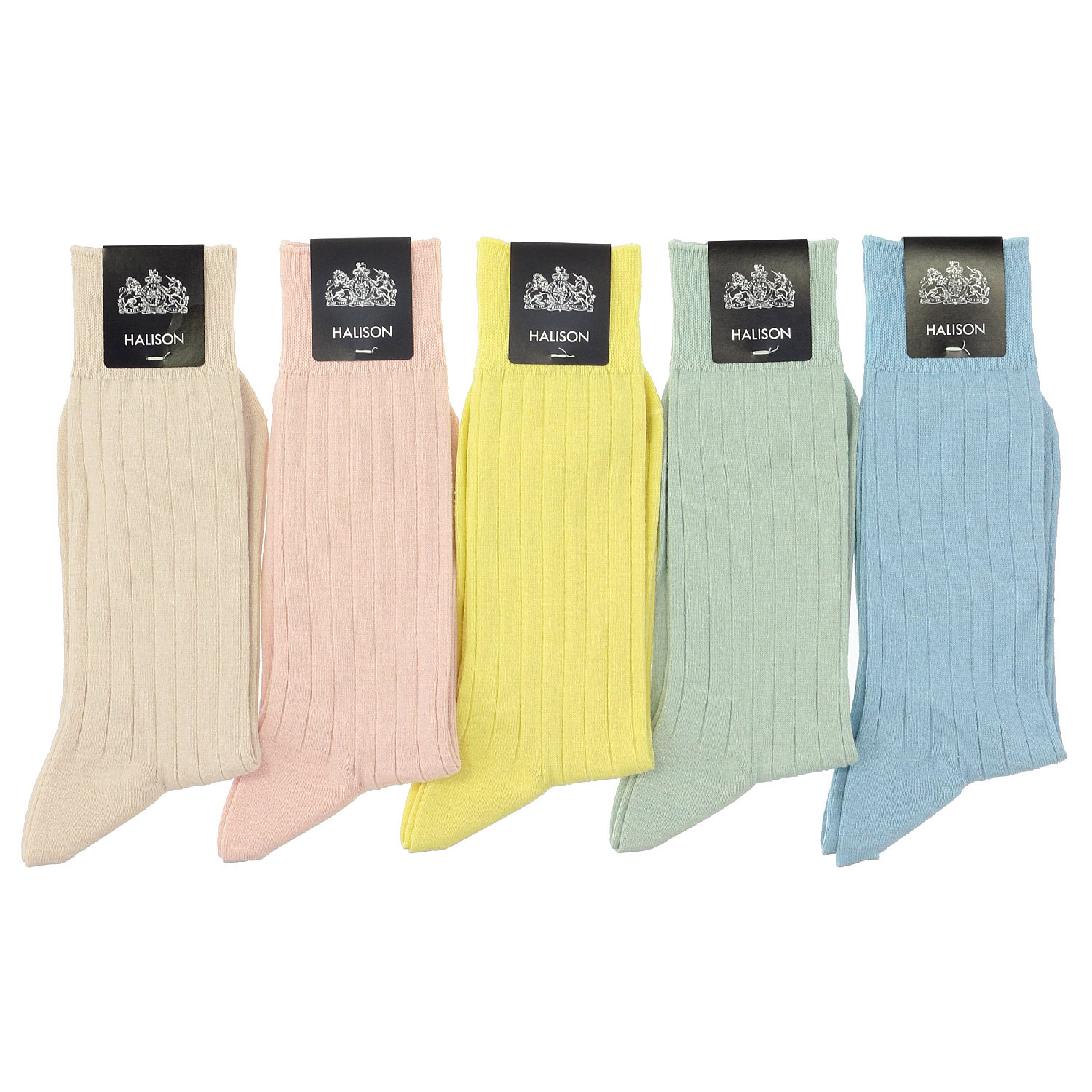 HALISON 綿麻 ワイドリブ ソックス パステル - 画像1