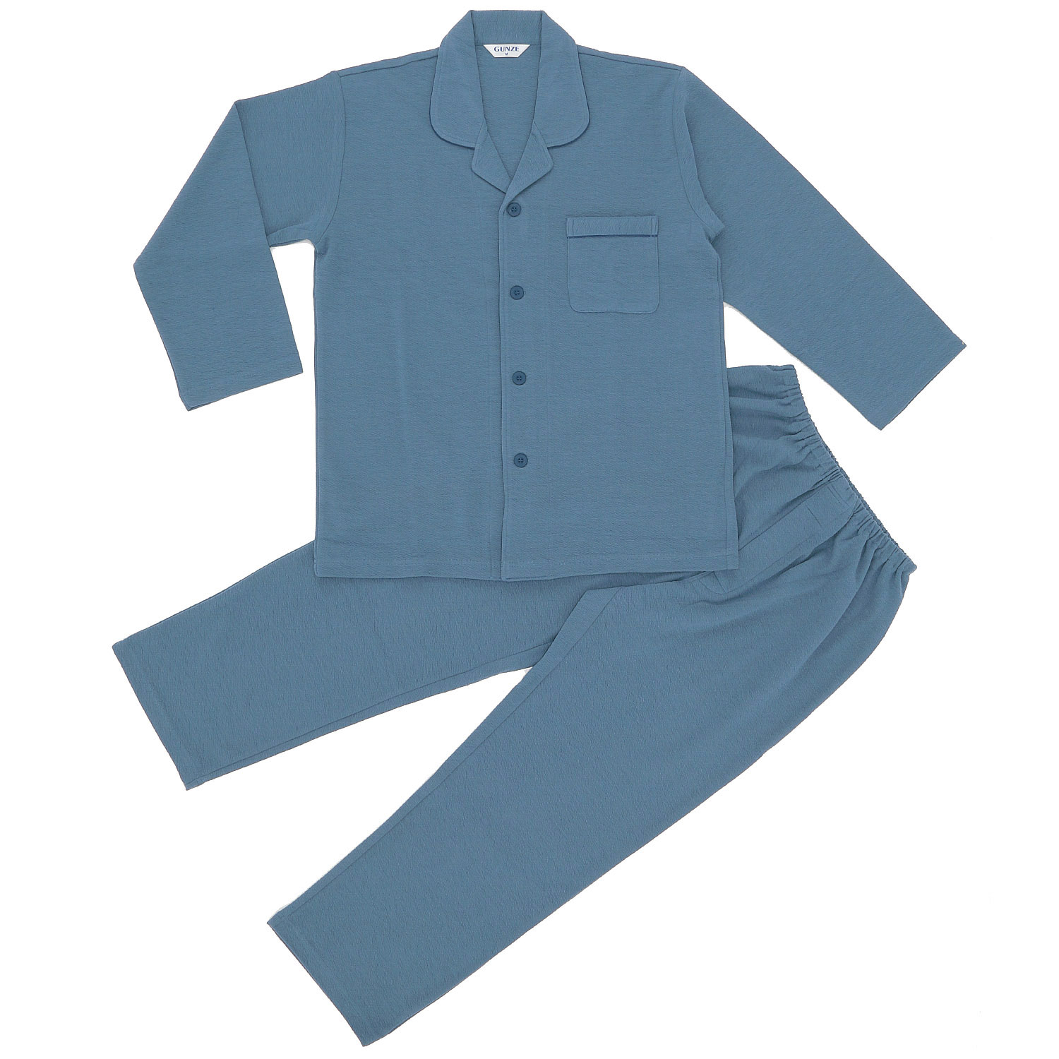 家庭用乾燥機対応 綿混 長袖長パンツ テーラーパジャマ 紳士 - 画像3