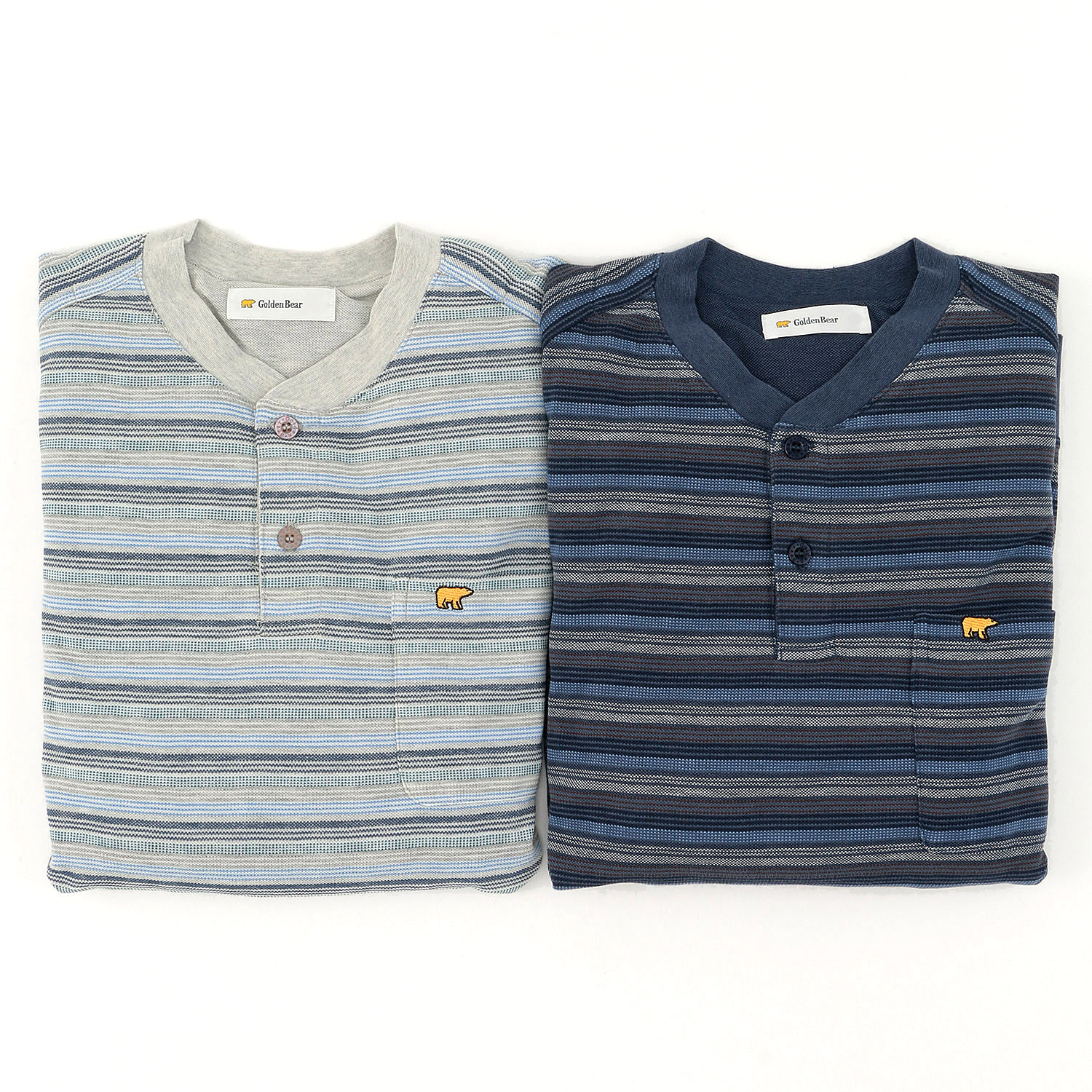 GoldenBear 紳士 鹿の子 長袖パジャマ ボーダー柄 - 画像1