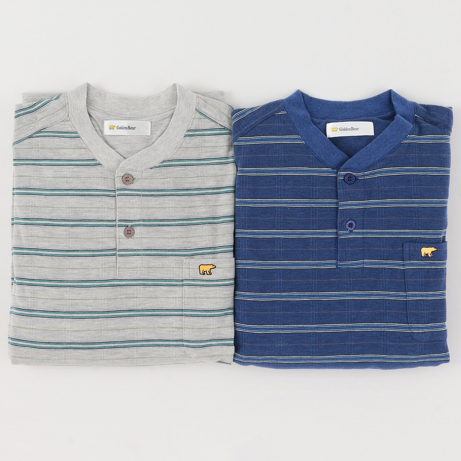 GoldenBear 紳士 鹿の子 長袖パジャマ ボーダー柄