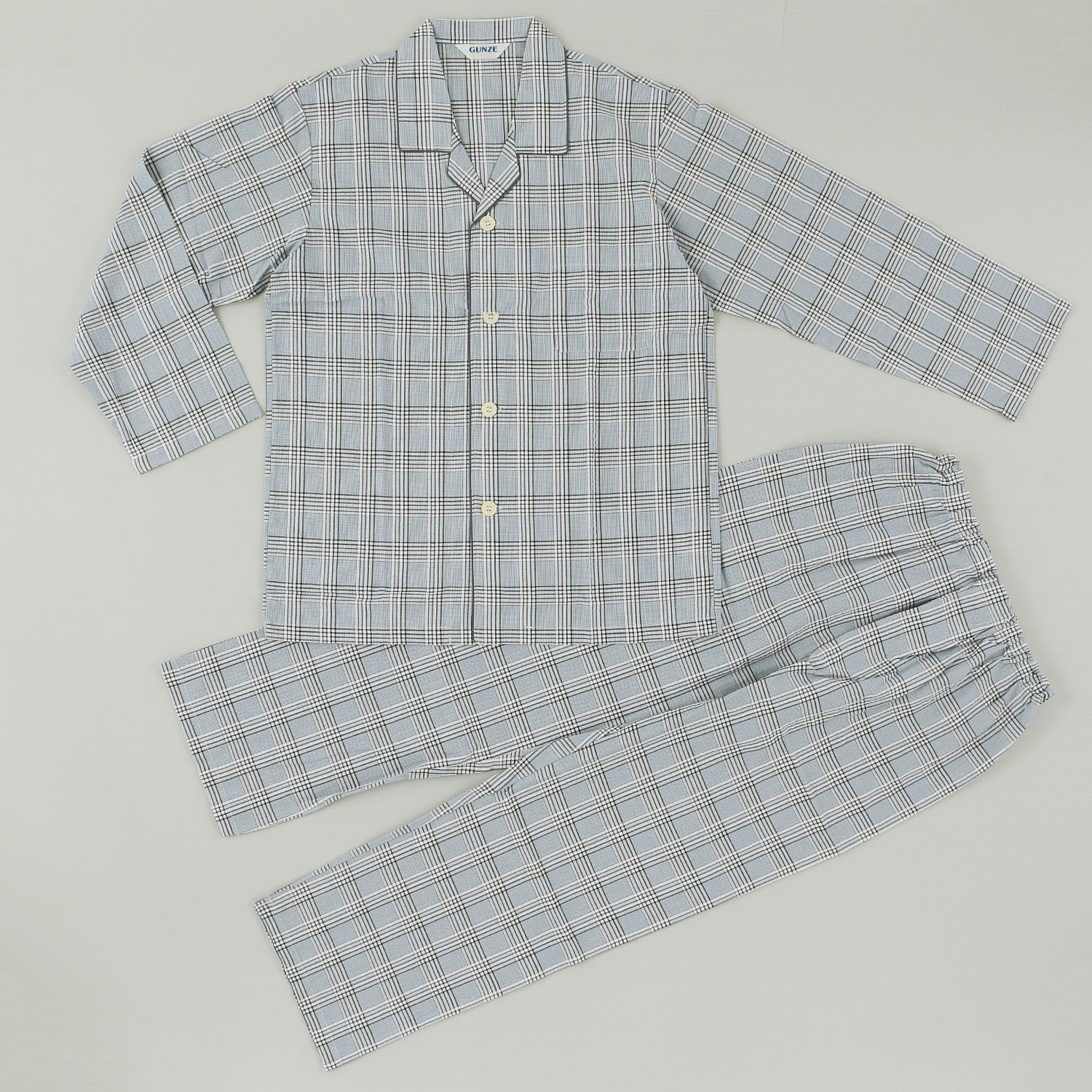 GUNZE 着る珪藻土・吸汗速乾 綿混サッカー 長袖長パンツ テーラーパジャマ - 画像2