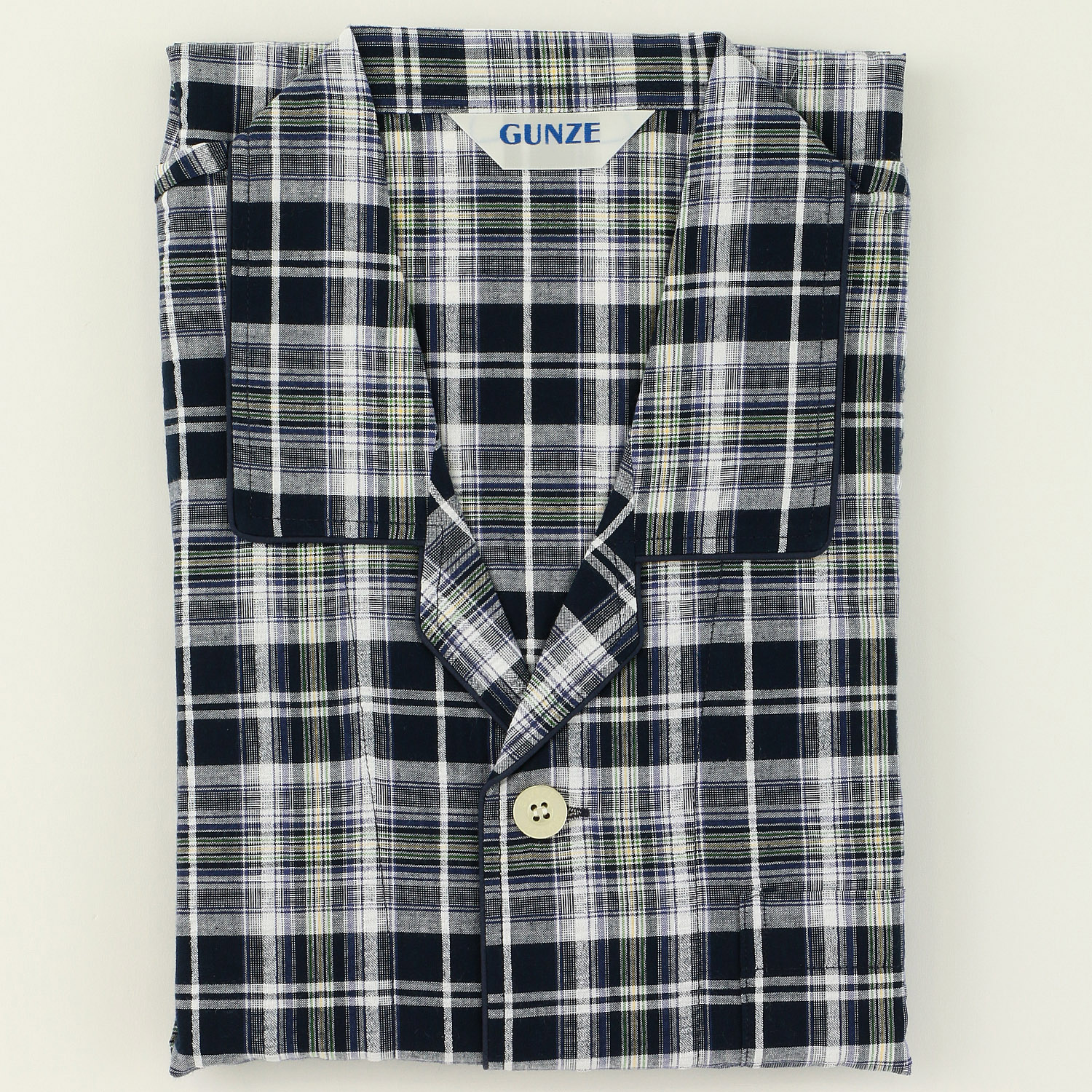 GUNZE 紳士 綿100％ 先染サッカー格子柄長袖長パンツ パジャマLL - 画像6