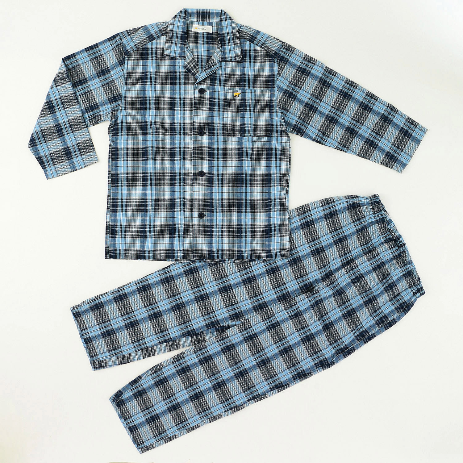 GoldenBear 紳士 サッカー長袖長ズボンパジャマ 格子柄 - 画像3