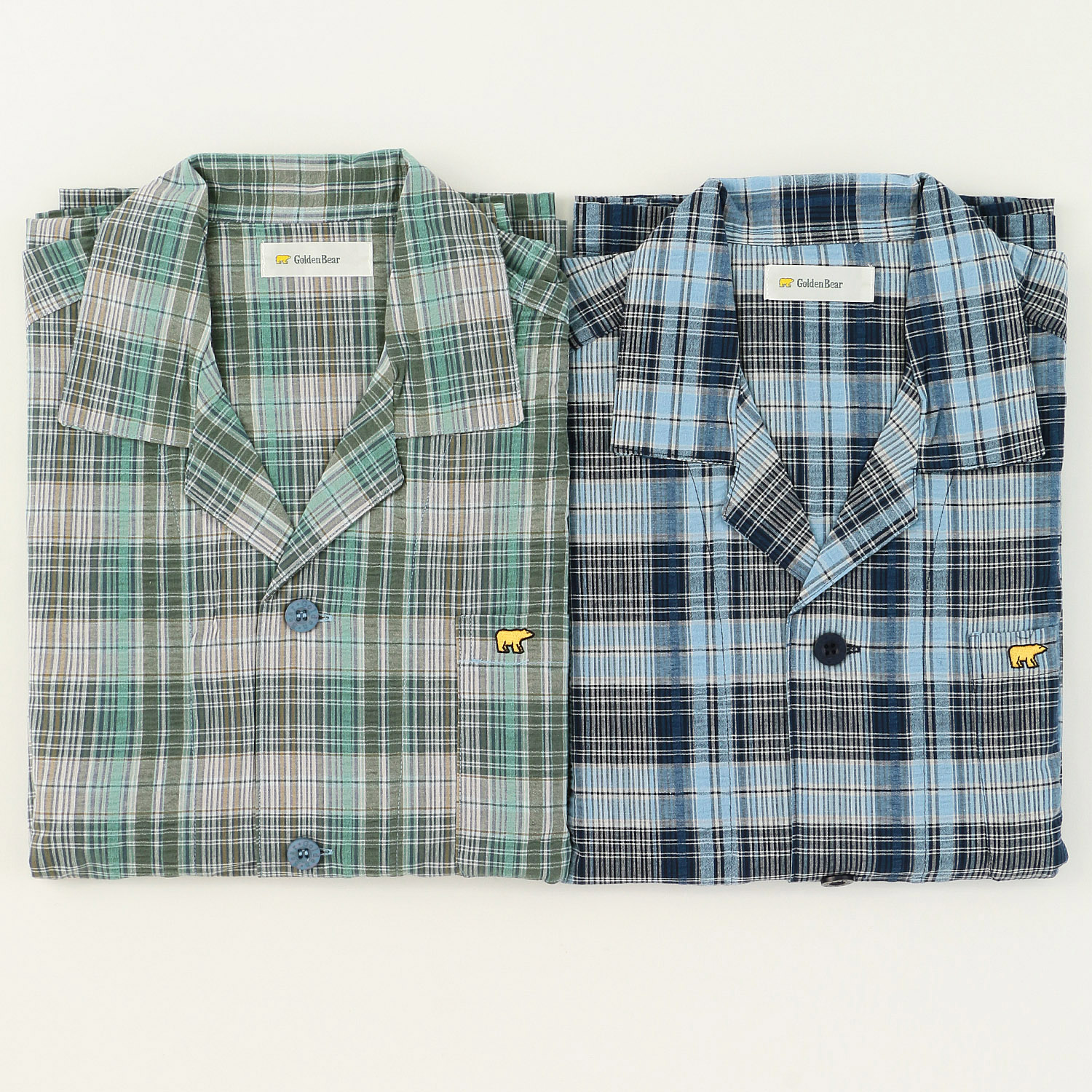 GoldenBear 紳士 サッカー長袖長ズボンパジャマ 格子柄 - 画像1