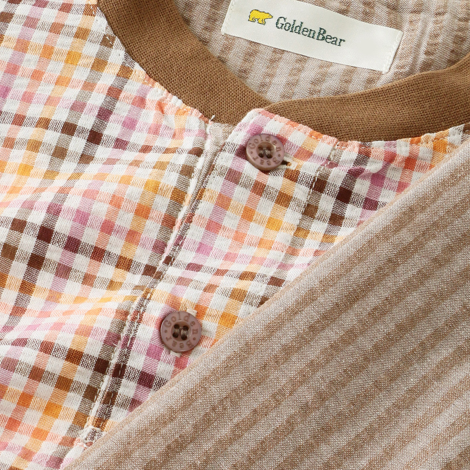 Golden Bear 布帛サッカー チェック柄長袖長パンツパジャマ - 画像5