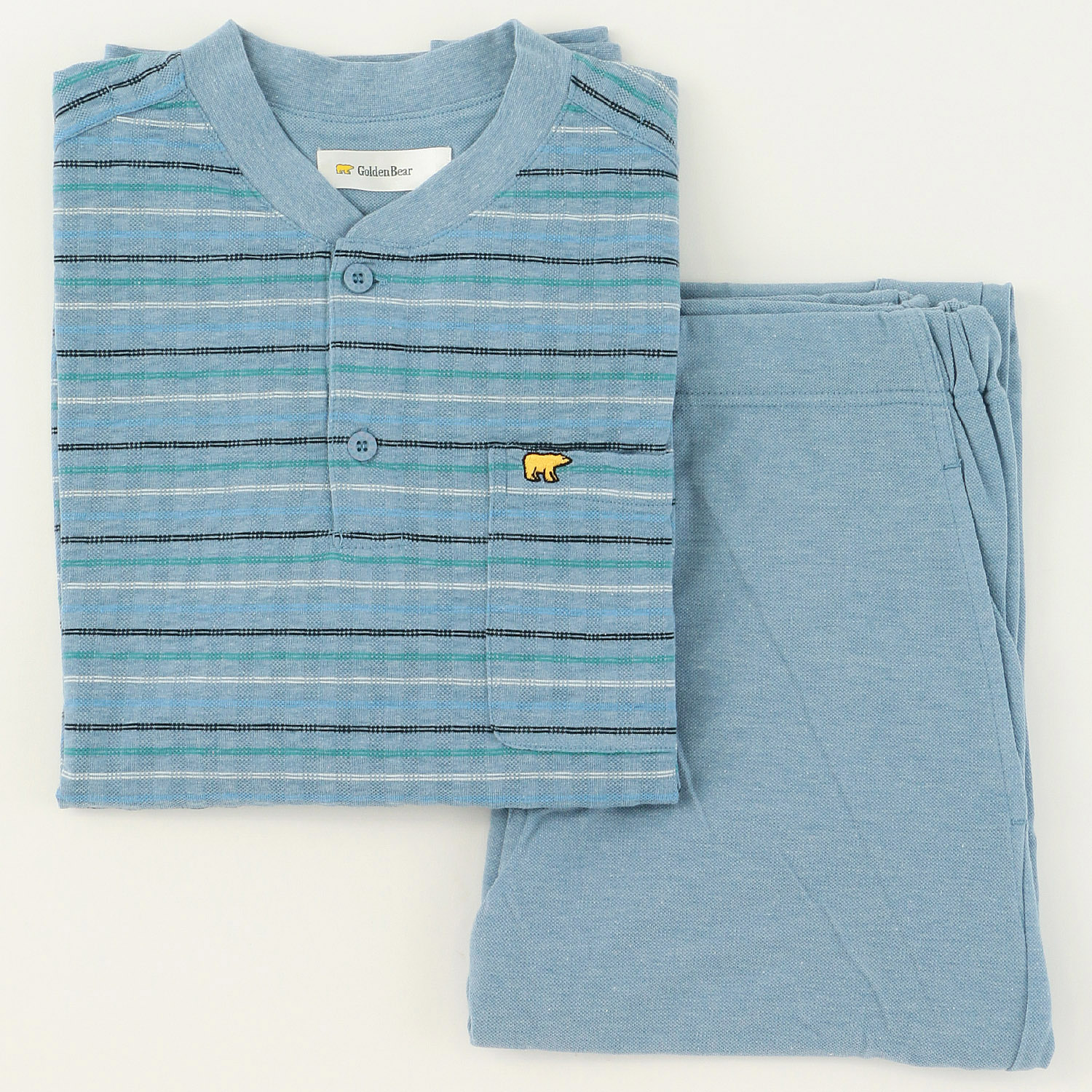 GoldenBear 紳士 ニットサッカー長袖長ズボンパジャマ ボーダー柄 - 画像6