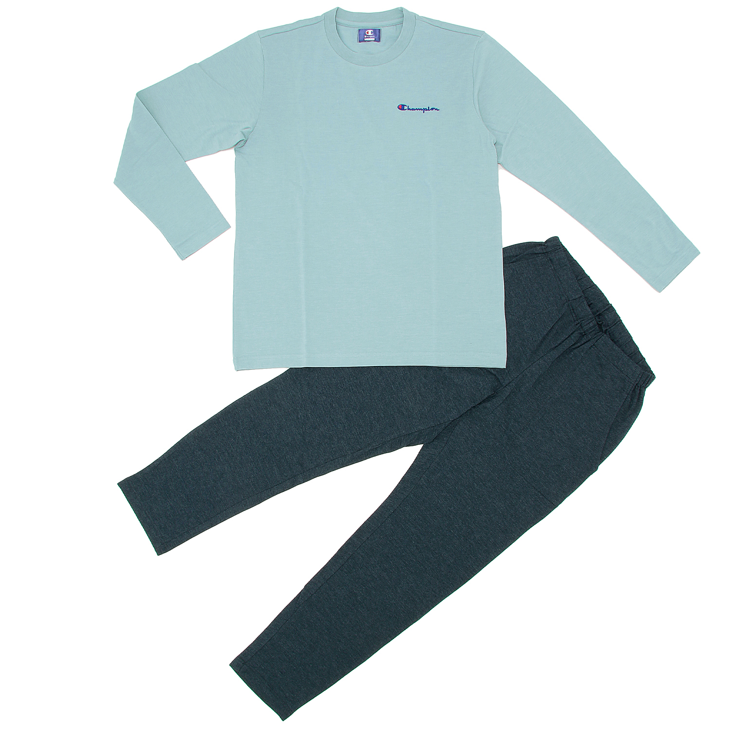 GUNZE Champion  紳士 丸首長袖パジャマ ロゴ刺繍 - 画像2