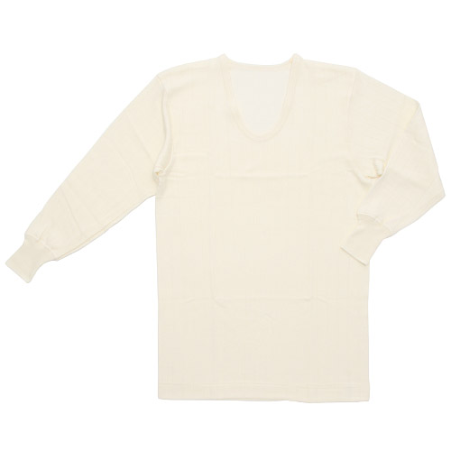 【26AW～価格改定予定】Airmerry 表ウール裏綿 紳士長袖U首シャツ LL - 画像1