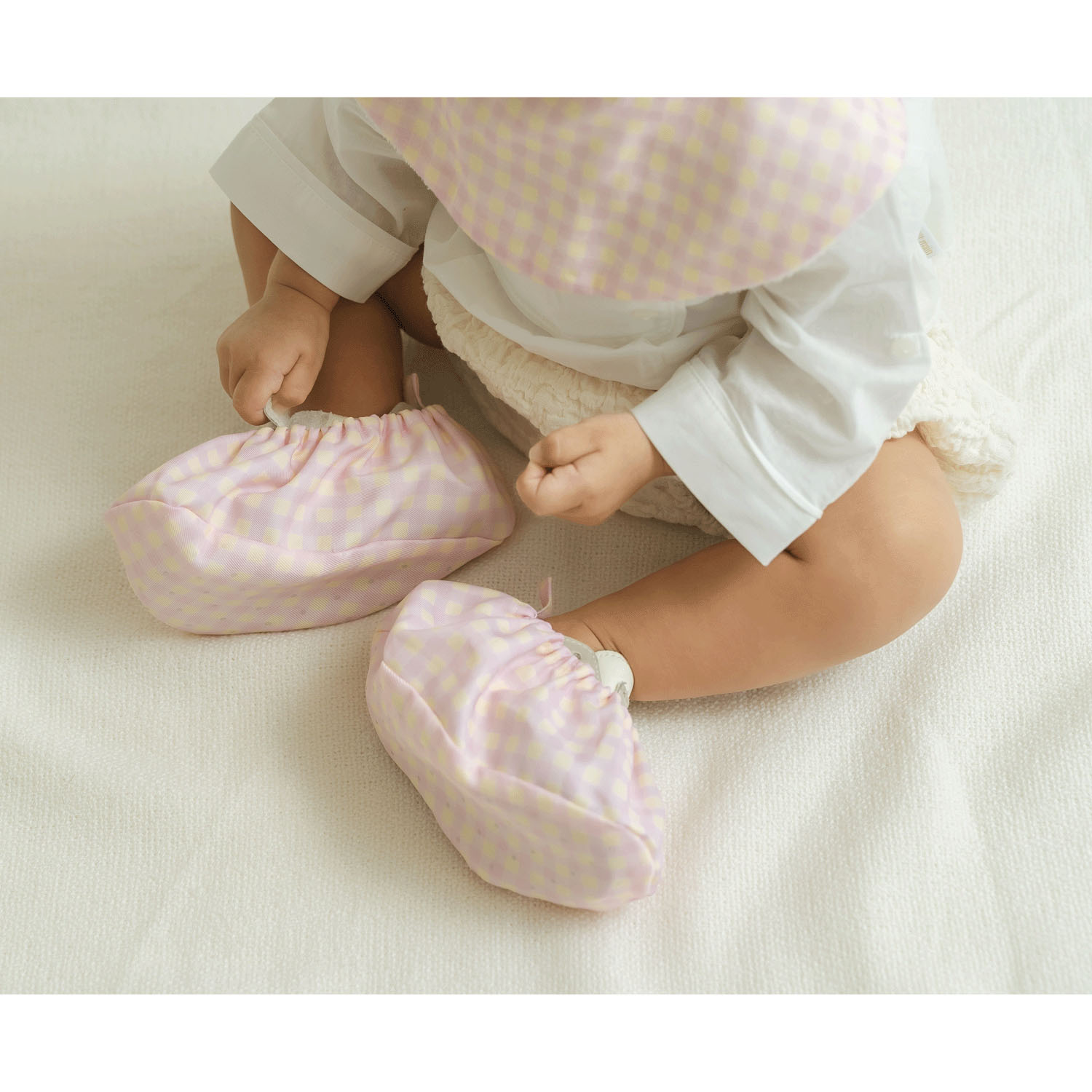 ギンガムチェックのシューズカバー ピンク - 画像5