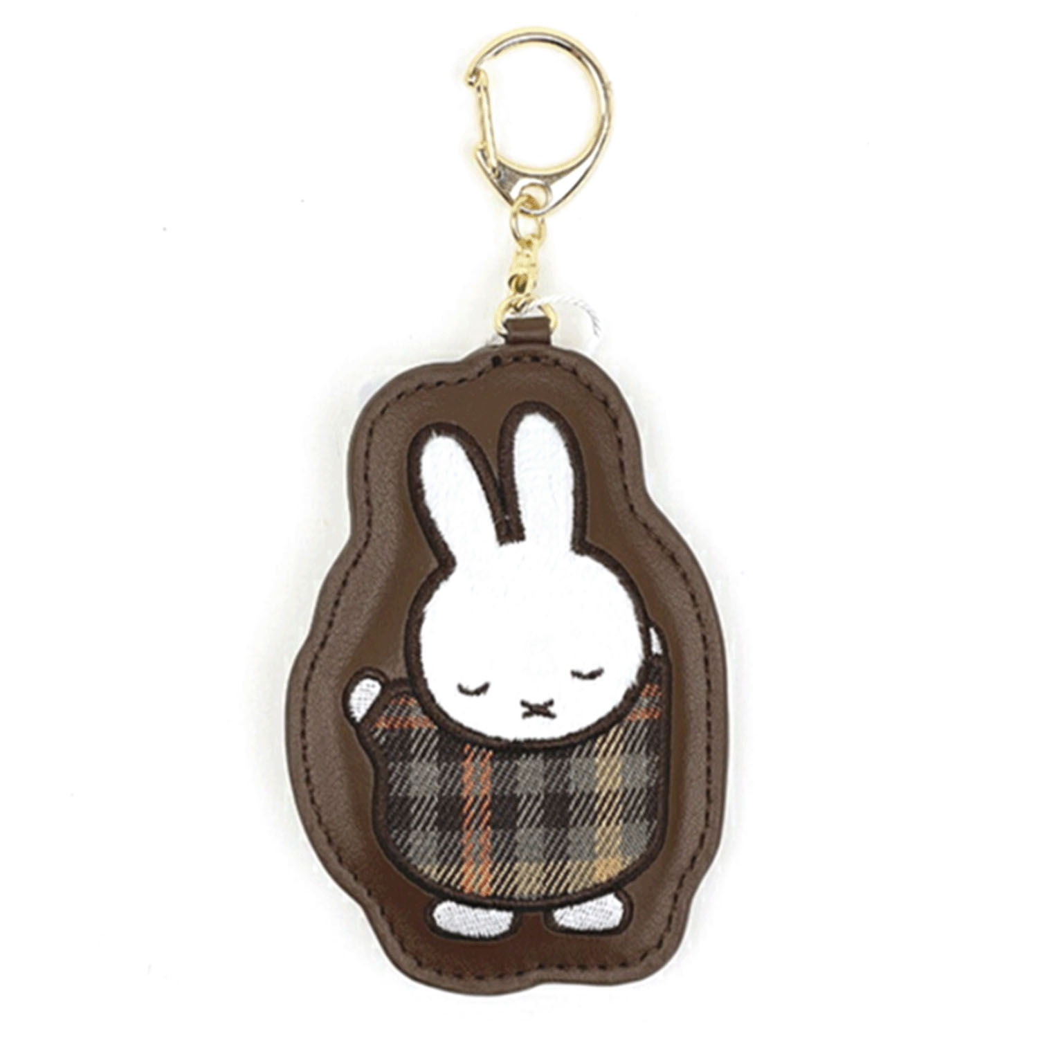 ミッフィーキーホルダー （ブラウン）キルティングチェックシリーズ - 画像1