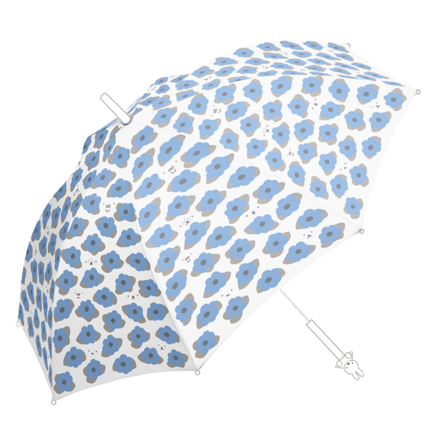 ミッフィービニール長傘 ブルーフラワー柄 - 画像1