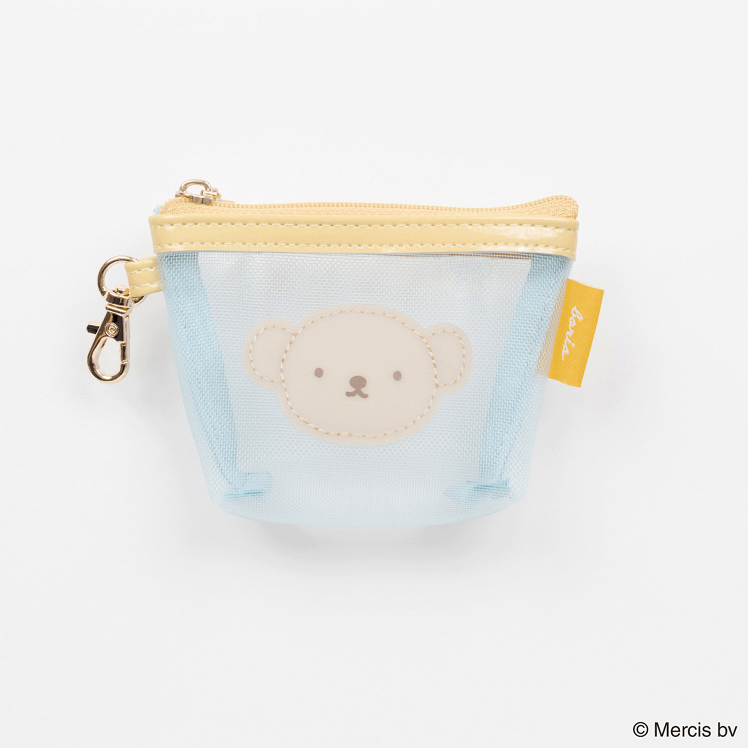 BRUNA BICOLOR MESH マイクロ台形ポーチ ブルー