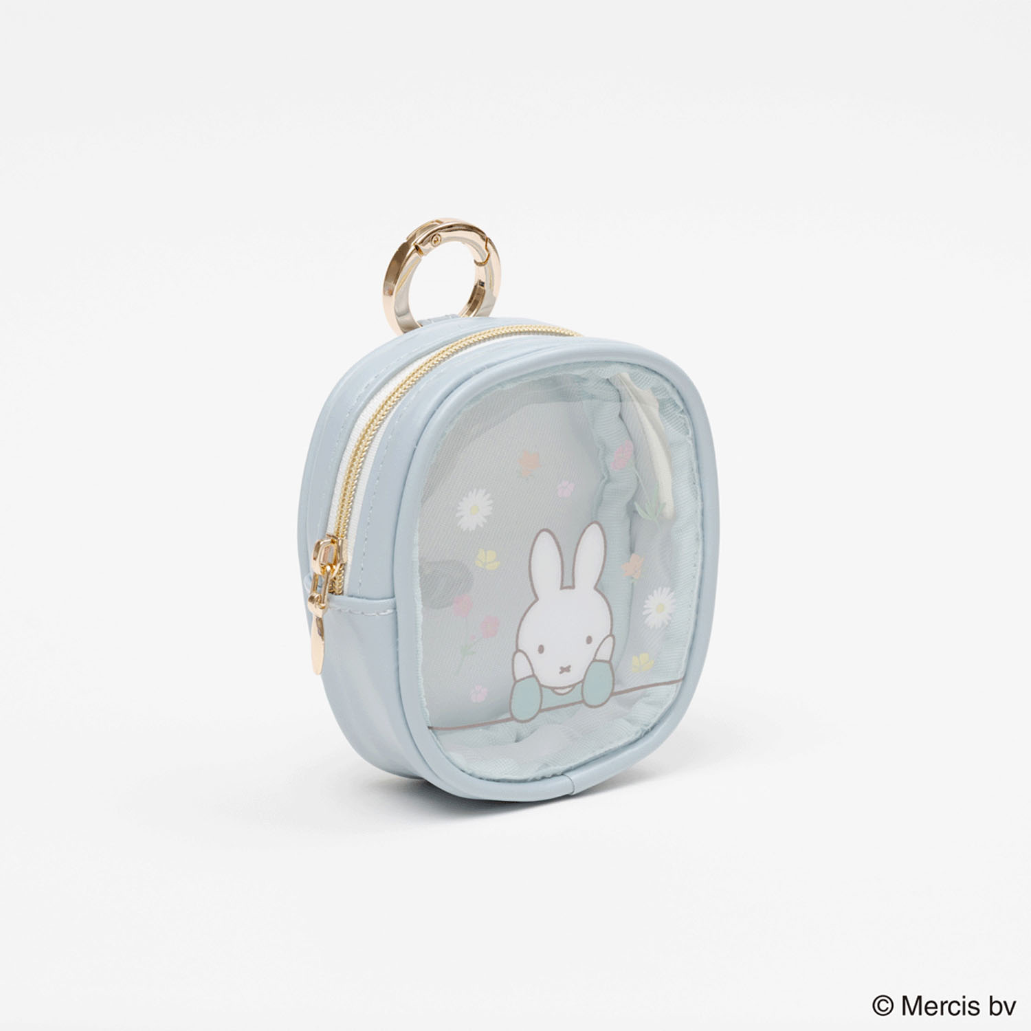 MIFFY FLOWER PVCマイクロミニスクエアポーチ ブルー - 画像2