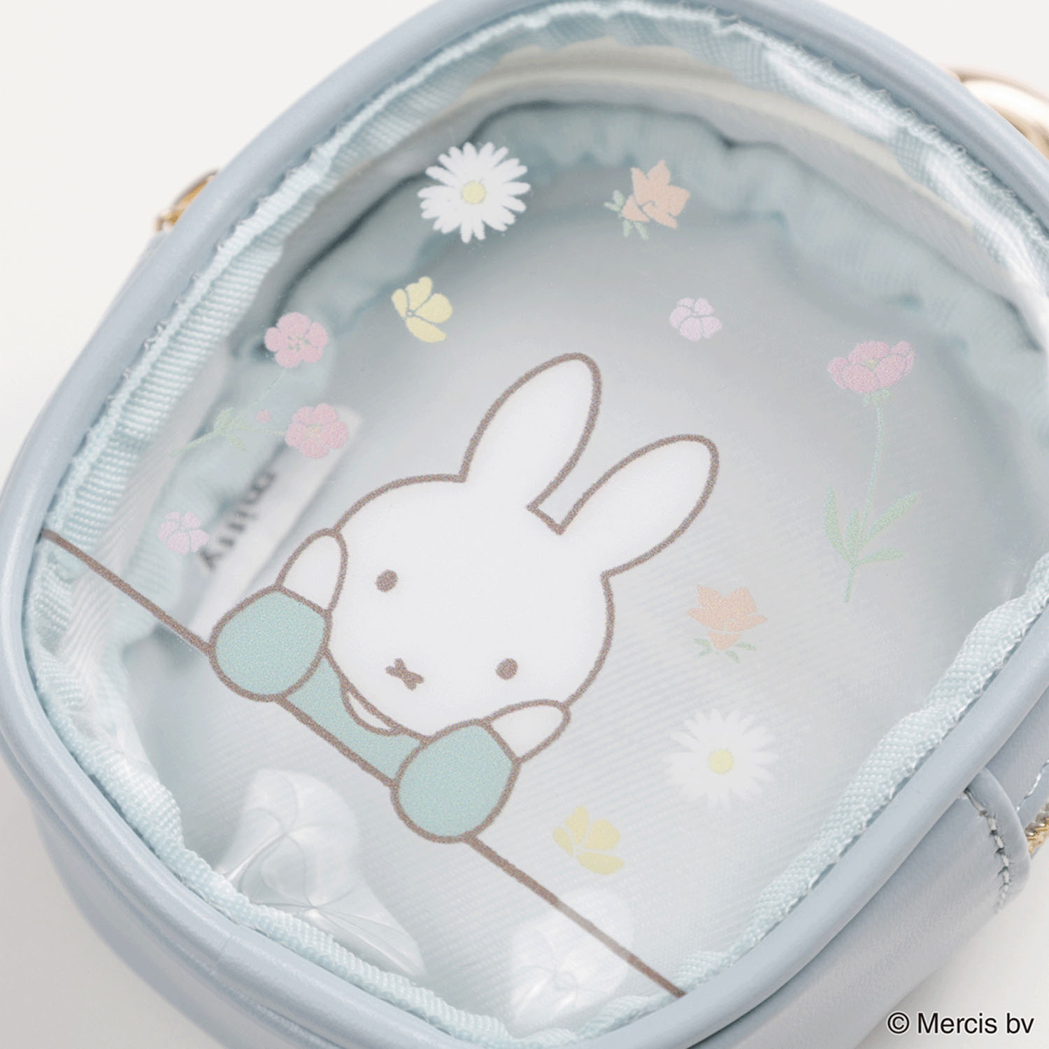 MIFFY FLOWER PVCマイクロミニスクエアポーチ ブルー - 画像4